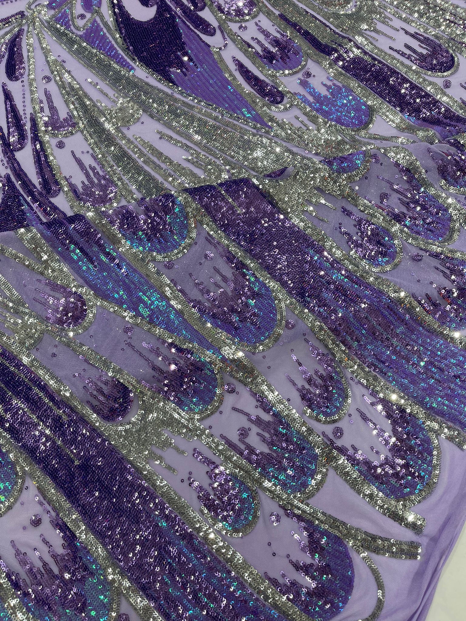 Feather Wing Sequin Fabric 54” Wide| New Creations Fabric & Foam Inc. - New Creations Fabric & Foam Inc