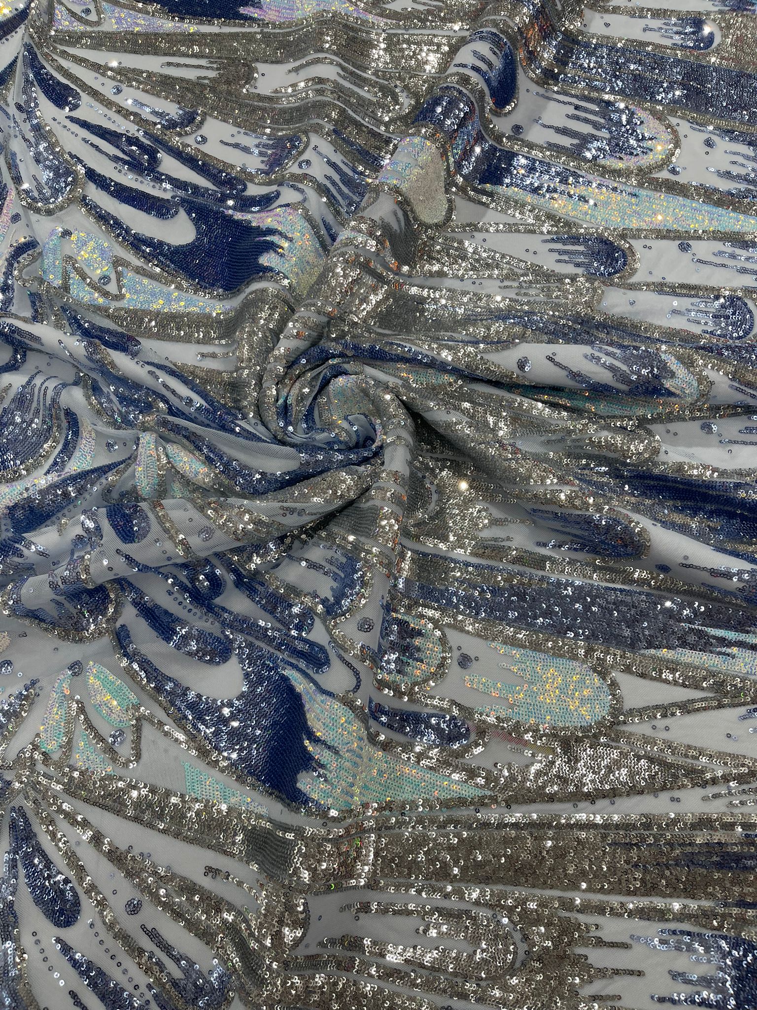 Feather Wing Sequin Fabric 54” Wide| New Creations Fabric & Foam Inc. - New Creations Fabric & Foam Inc