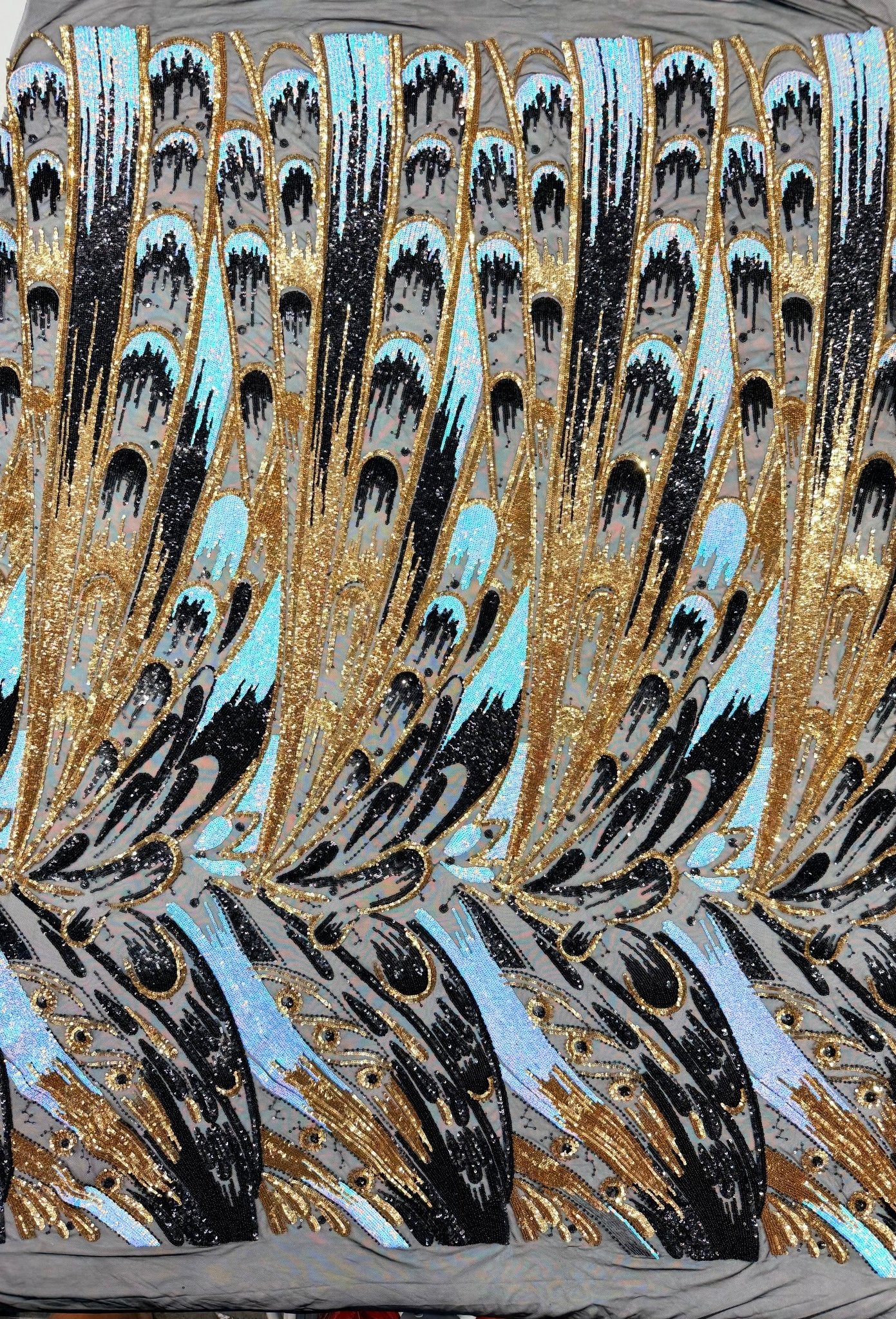 Feather Wing Sequin Fabric 54” Wide| New Creations Fabric & Foam Inc. - New Creations Fabric & Foam Inc