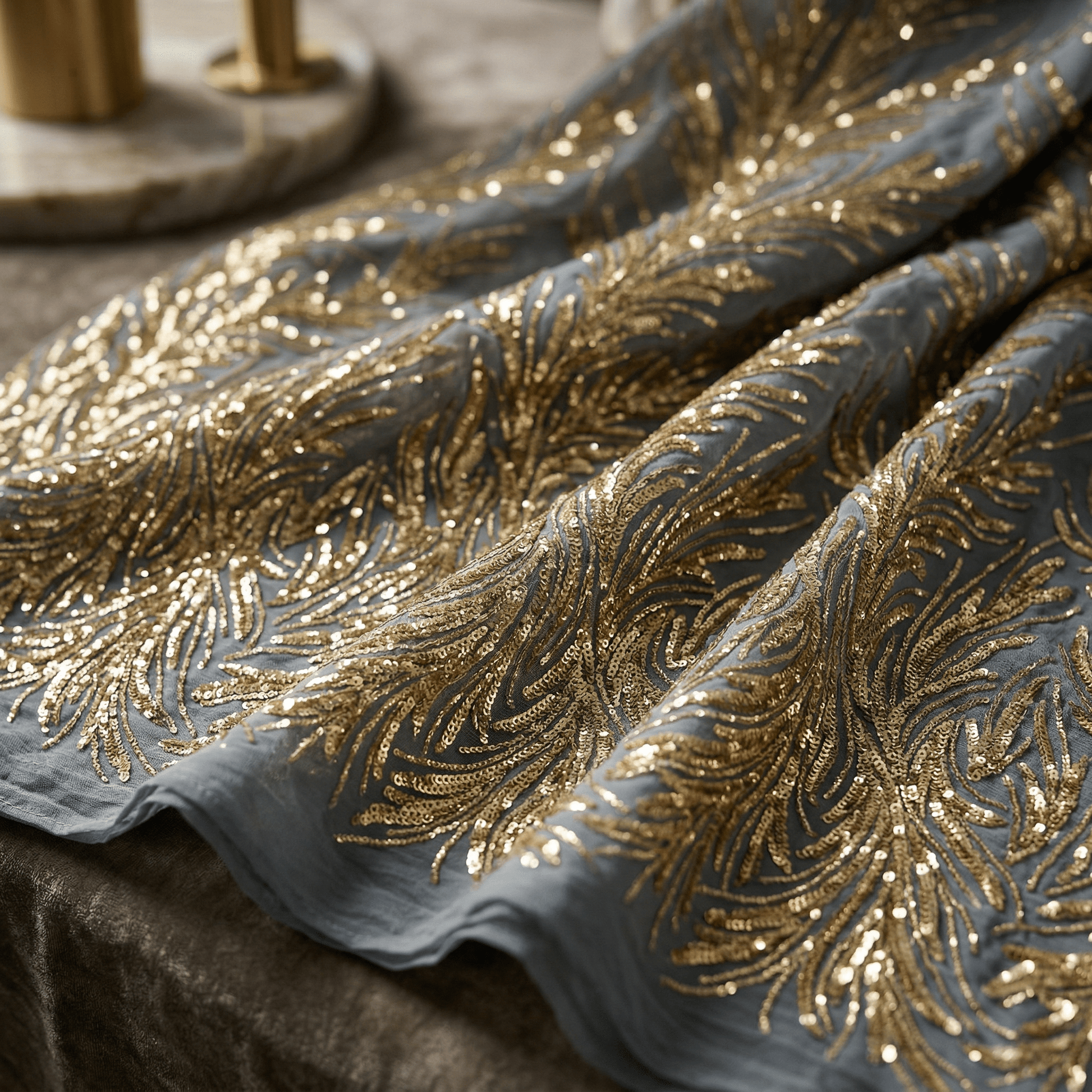 Feather Wing Sequin Stretch Mesh Fabric by the Yard 54” Wide – Iridescent Shiny Sequin Fabric for Prom Dresses, Gowns, Costumes & Luxury Fashion - New Creations Fabric & Foam Inc