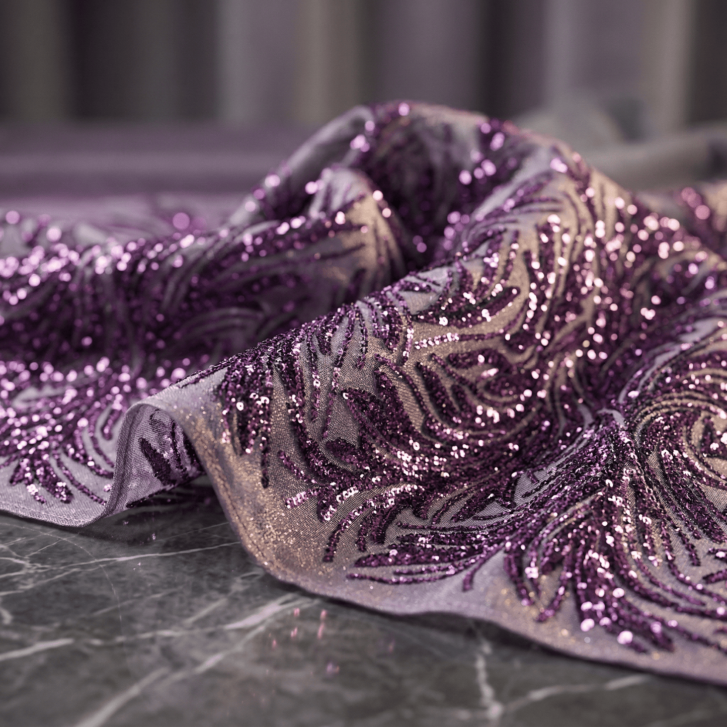 Feather Wing Sequin Stretch Mesh Fabric by the Yard 54” Wide – Iridescent Shiny Sequin Fabric for Prom Dresses, Gowns, Costumes & Luxury Fashion - New Creations Fabric & Foam Inc