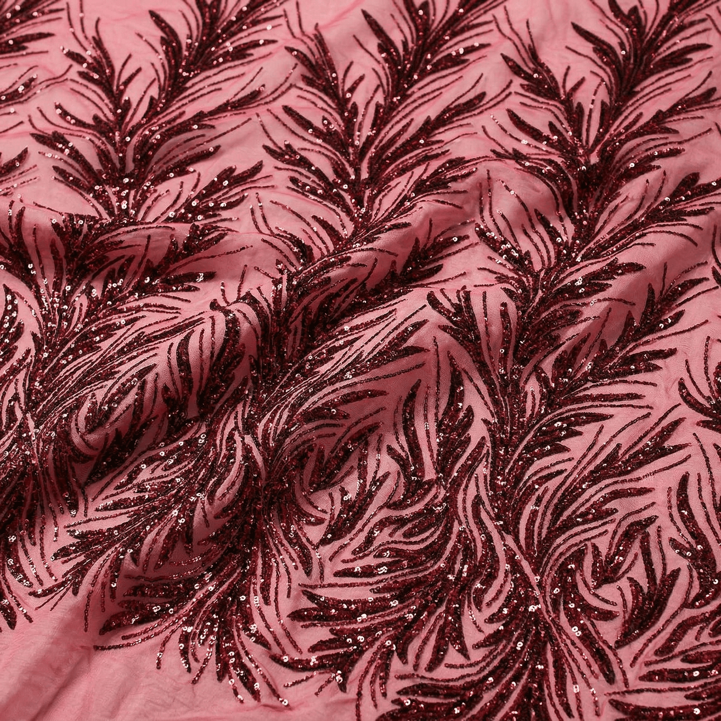 Feather Wing Sequin Stretch Mesh Fabric by the Yard 54” Wide – Iridescent Shiny Sequin Fabric for Prom Dresses, Gowns, Costumes & Luxury Fashion - New Creations Fabric & Foam Inc