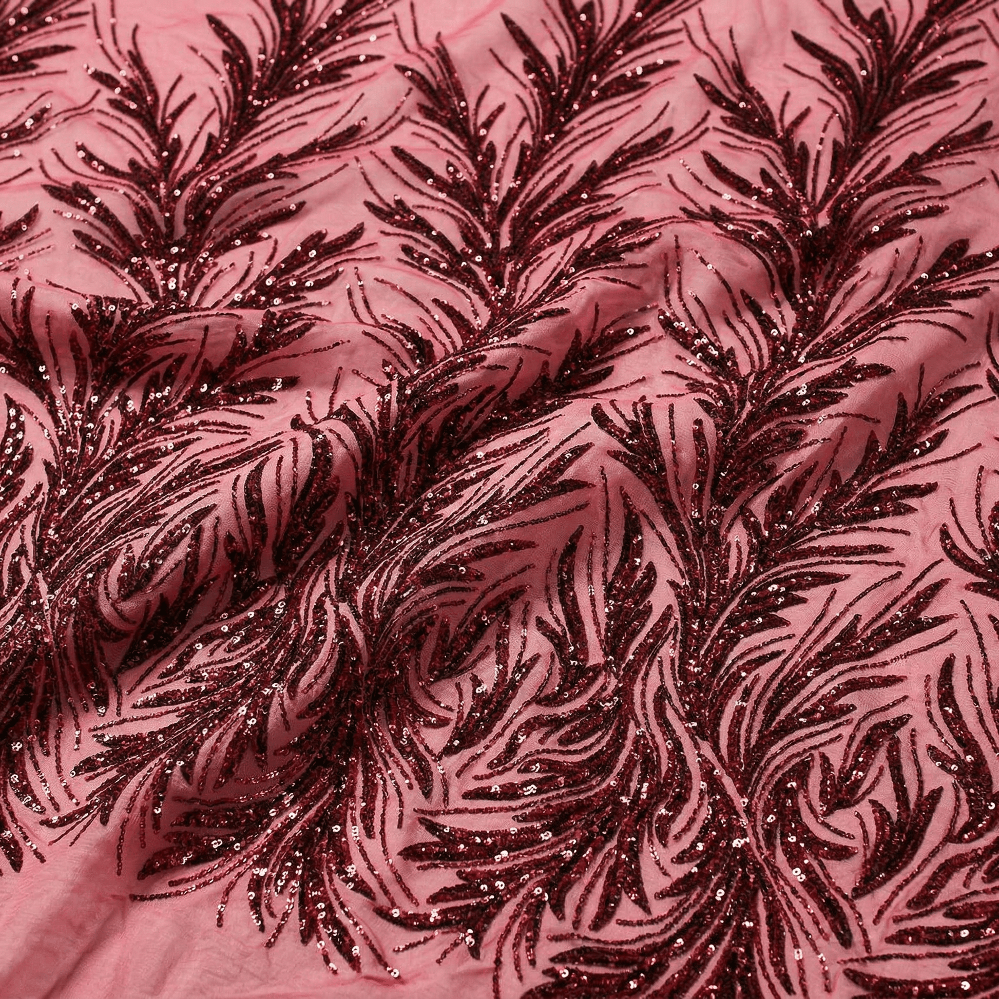 Feather Wing Sequin Stretch Mesh Fabric by the Yard 54” Wide – Iridescent Shiny Sequin Fabric for Prom Dresses, Gowns, Costumes & Luxury Fashion - New Creations Fabric & Foam Inc