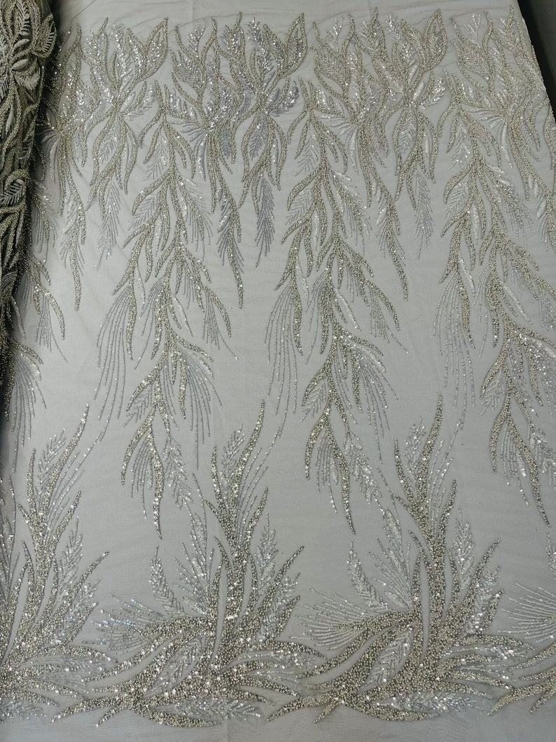 FIESTA BEADED LACE ON MESH FABRIC (By The Yard) - New Creations Fabric & Foam Inc