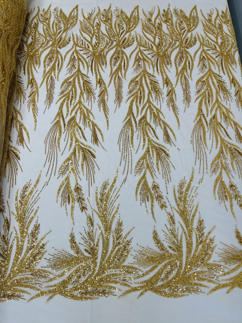 FIESTA BEADED LACE ON MESH FABRIC (By The Yard) - New Creations Fabric & Foam Inc