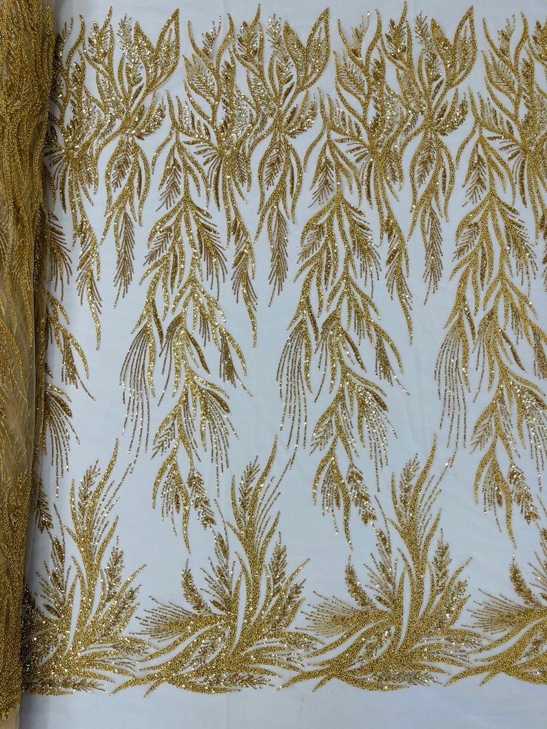 FIESTA BEADED LACE ON MESH FABRIC (By The Yard) - New Creations Fabric & Foam Inc