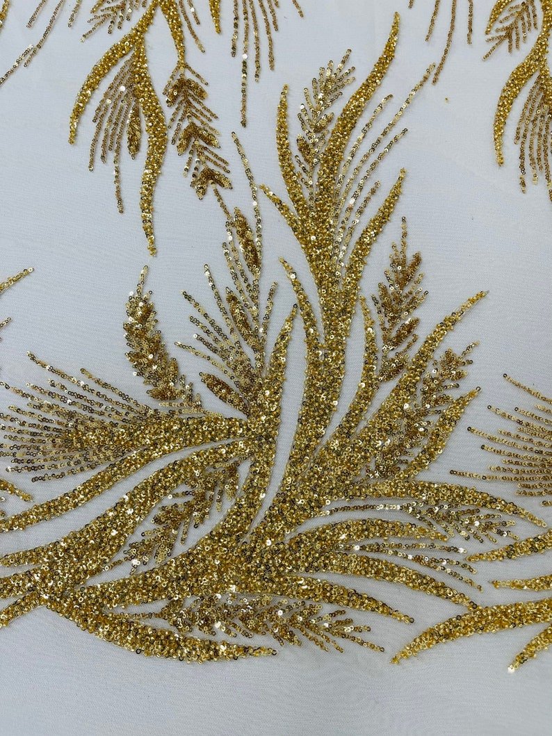 FIESTA BEADED LACE ON MESH FABRIC (By The Yard) - New Creations Fabric & Foam Inc