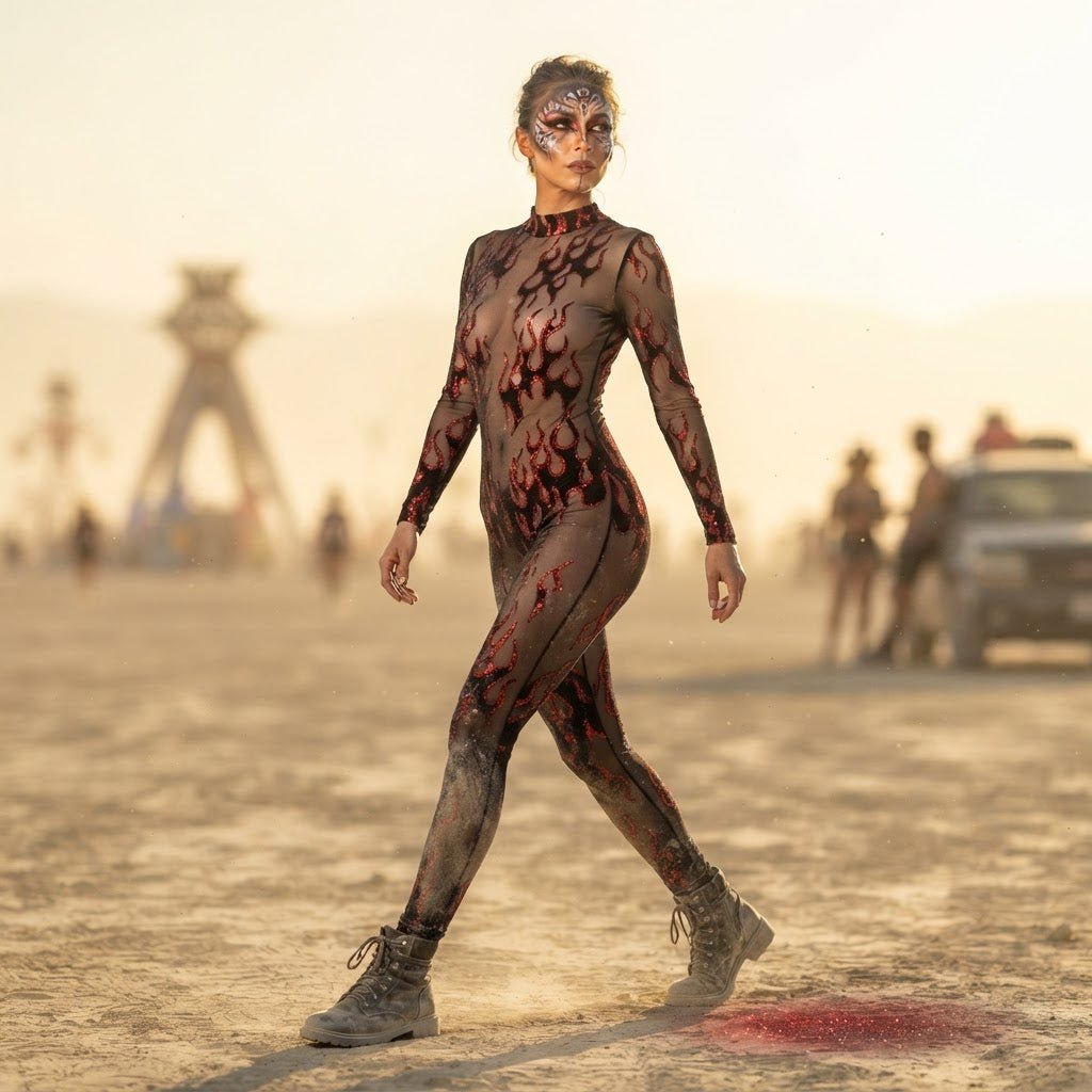 Flame Fabric, Black Flocked Power Mesh With Glitter, 58" Wide| Cosplays| Burning Man. - New Creations Fabric & Foam Inc