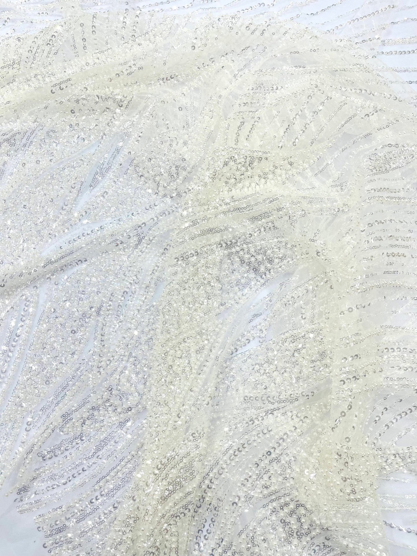Flame Fashion Beaded Lace Fabric| Prom| Wedding| By The Yard. - New Creations Fabric & Foam Inc