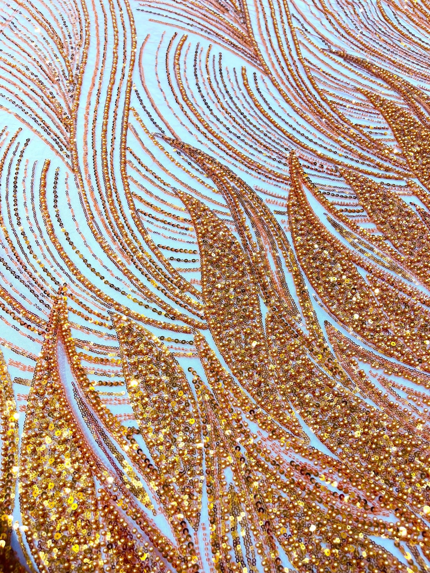 Flame Fashion Beaded Lace Fabric| Prom| Wedding| By The Yard. - New Creations Fabric & Foam Inc