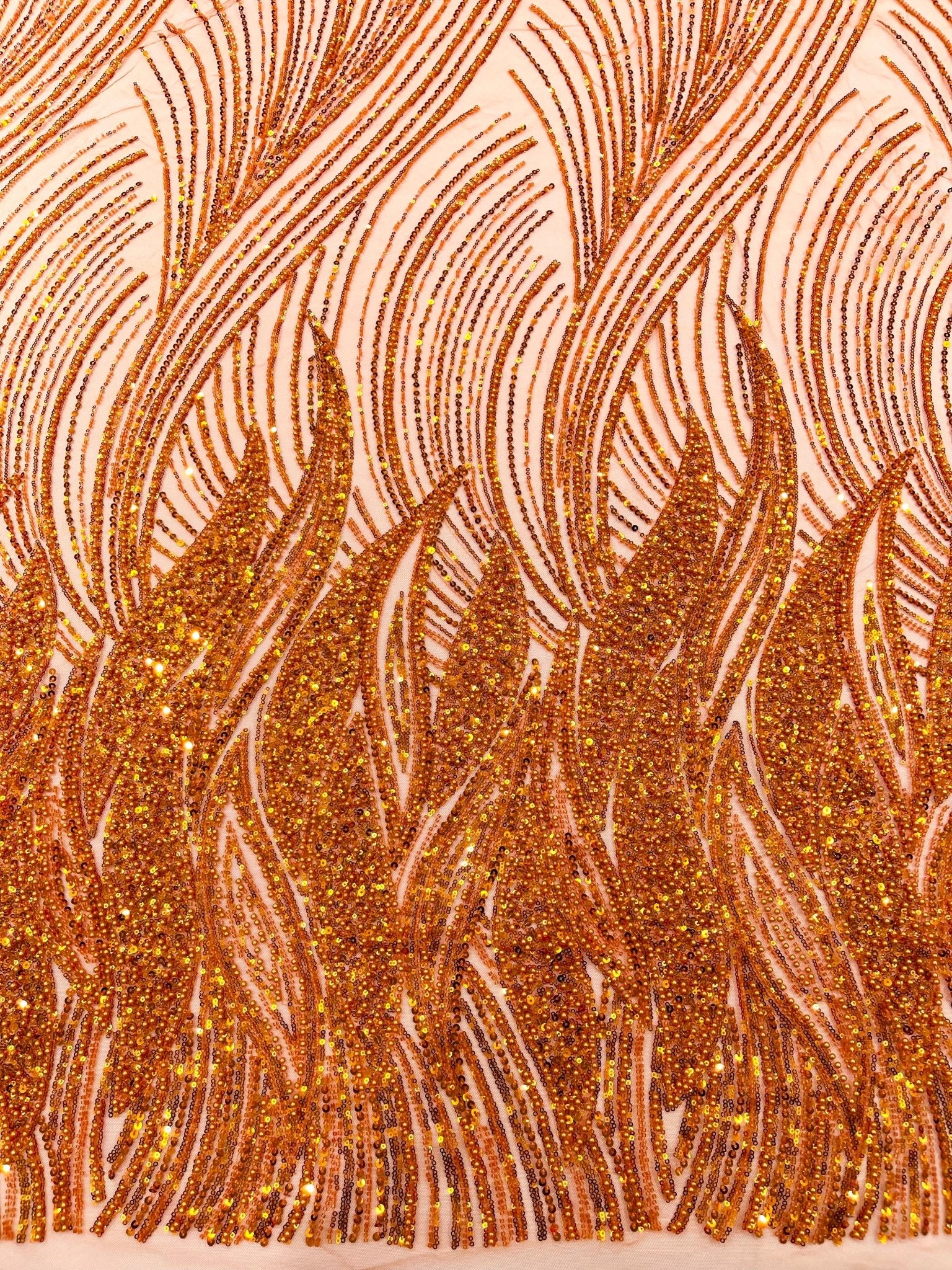 Flame Fashion Beaded Lace Fabric| Prom| Wedding| By The Yard. - New Creations Fabric & Foam Inc
