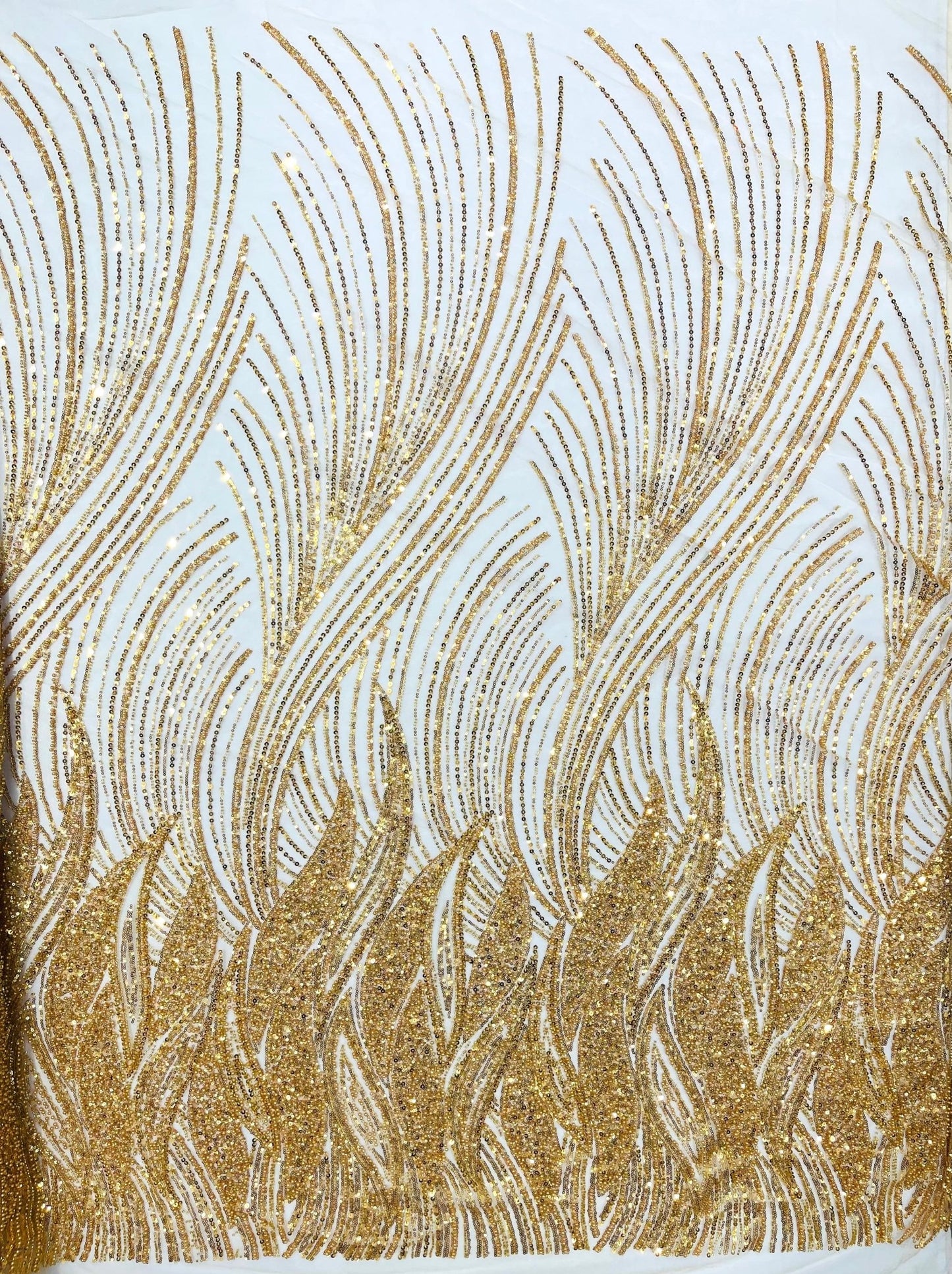 Flame Fashion Beaded Lace Fabric| Prom| Wedding| By The Yard. - New Creations Fabric & Foam Inc