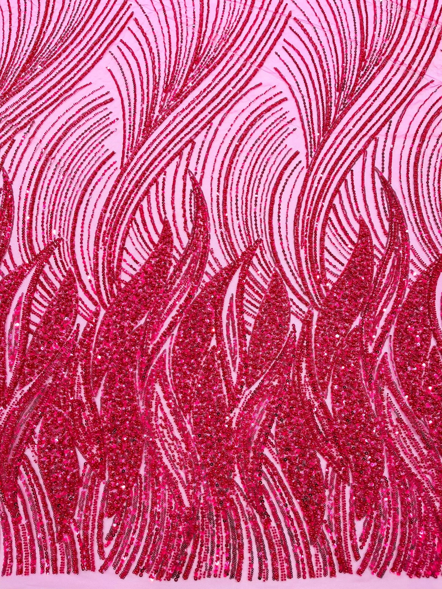 Flame Fashion Beaded Lace Fabric| Prom| Wedding| By The Yard. - New Creations Fabric & Foam Inc