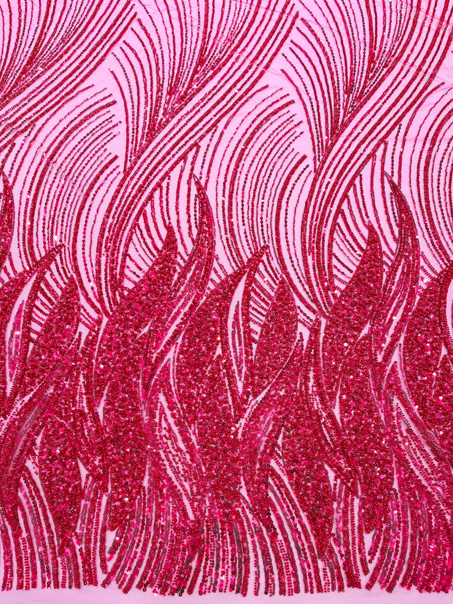 Flame Fashion Beaded Lace Fabric| Prom| Wedding| By The Yard. - New Creations Fabric & Foam Inc