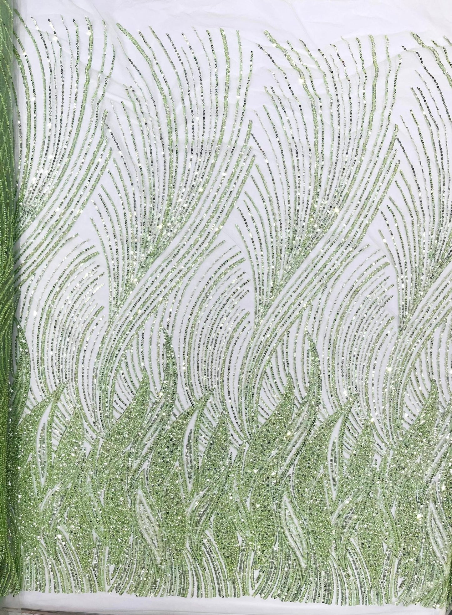 Flame Fashion Beaded Lace Fabric| Prom| Wedding| By The Yard. - New Creations Fabric & Foam Inc