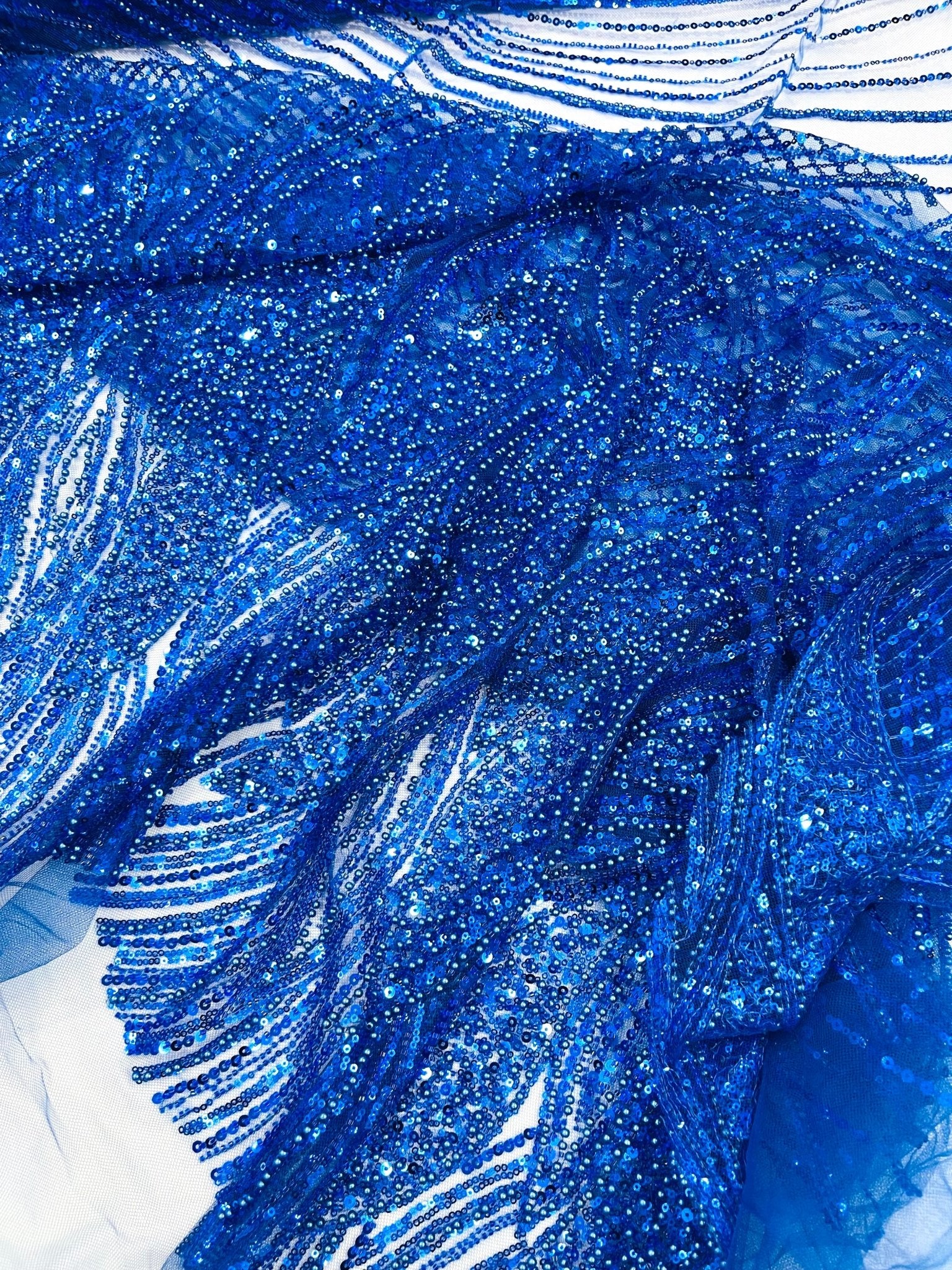 Flame Fashion Beaded Lace Fabric| Prom| Wedding| By The Yard. - New Creations Fabric & Foam Inc