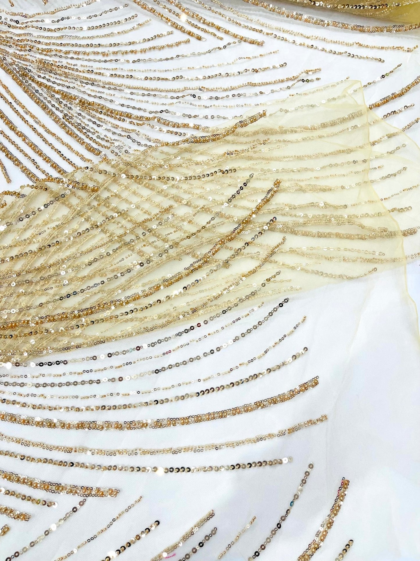 Flame Fashion Beaded Lace Fabric| Prom| Wedding| By The Yard. - New Creations Fabric & Foam Inc