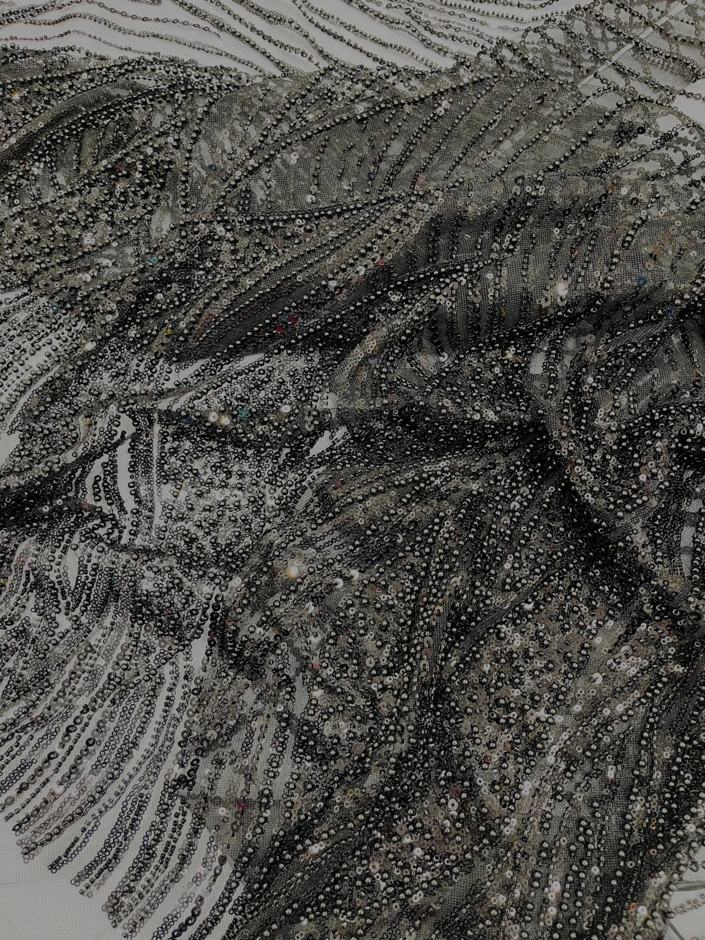 Flame Fashion Beaded Lace Fabric| Prom| Wedding| By The Yard. - New Creations Fabric & Foam Inc