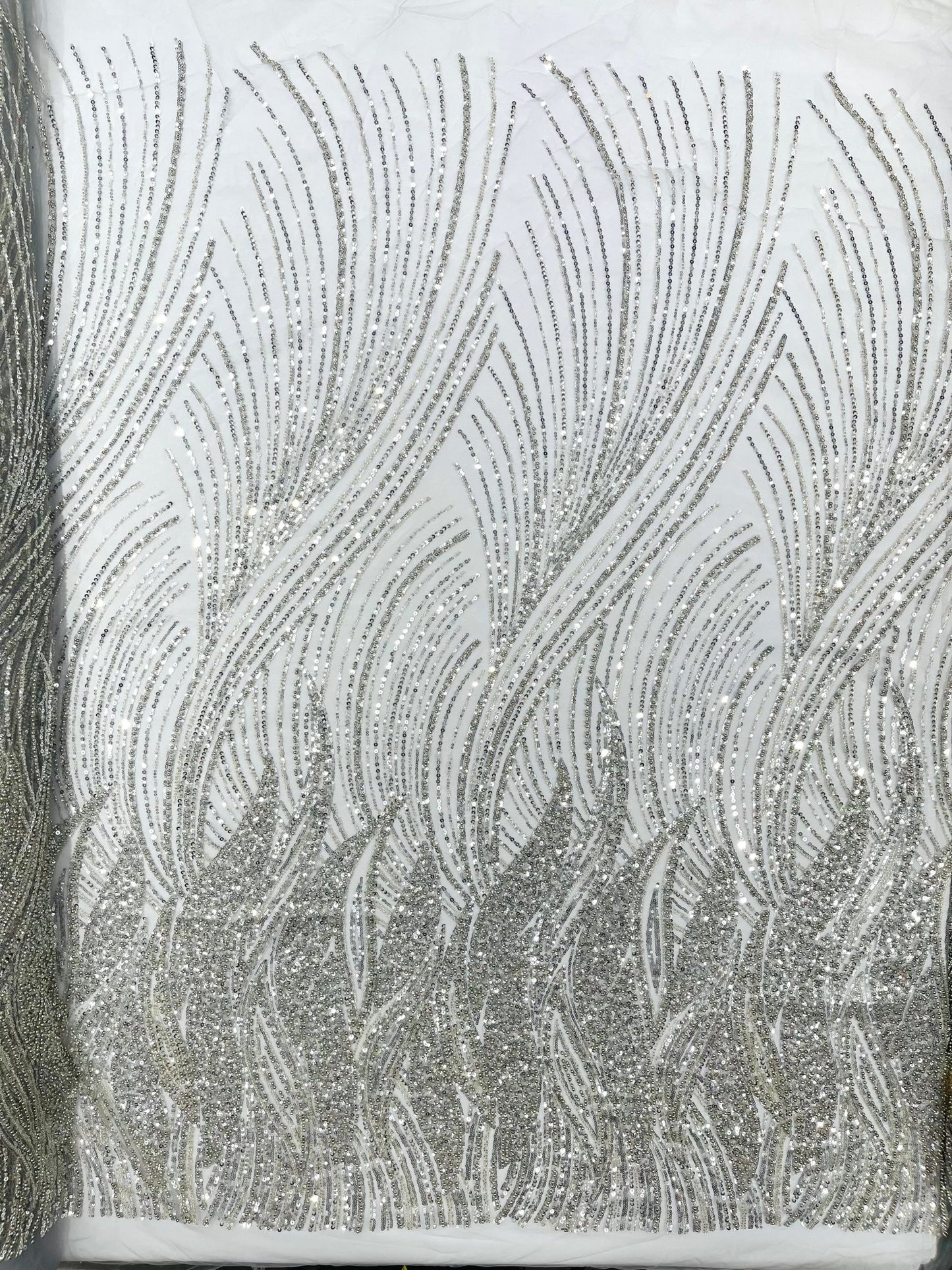 Flame Fashion Beaded Lace Fabric| Prom| Wedding| By The Yard. - New Creations Fabric & Foam Inc