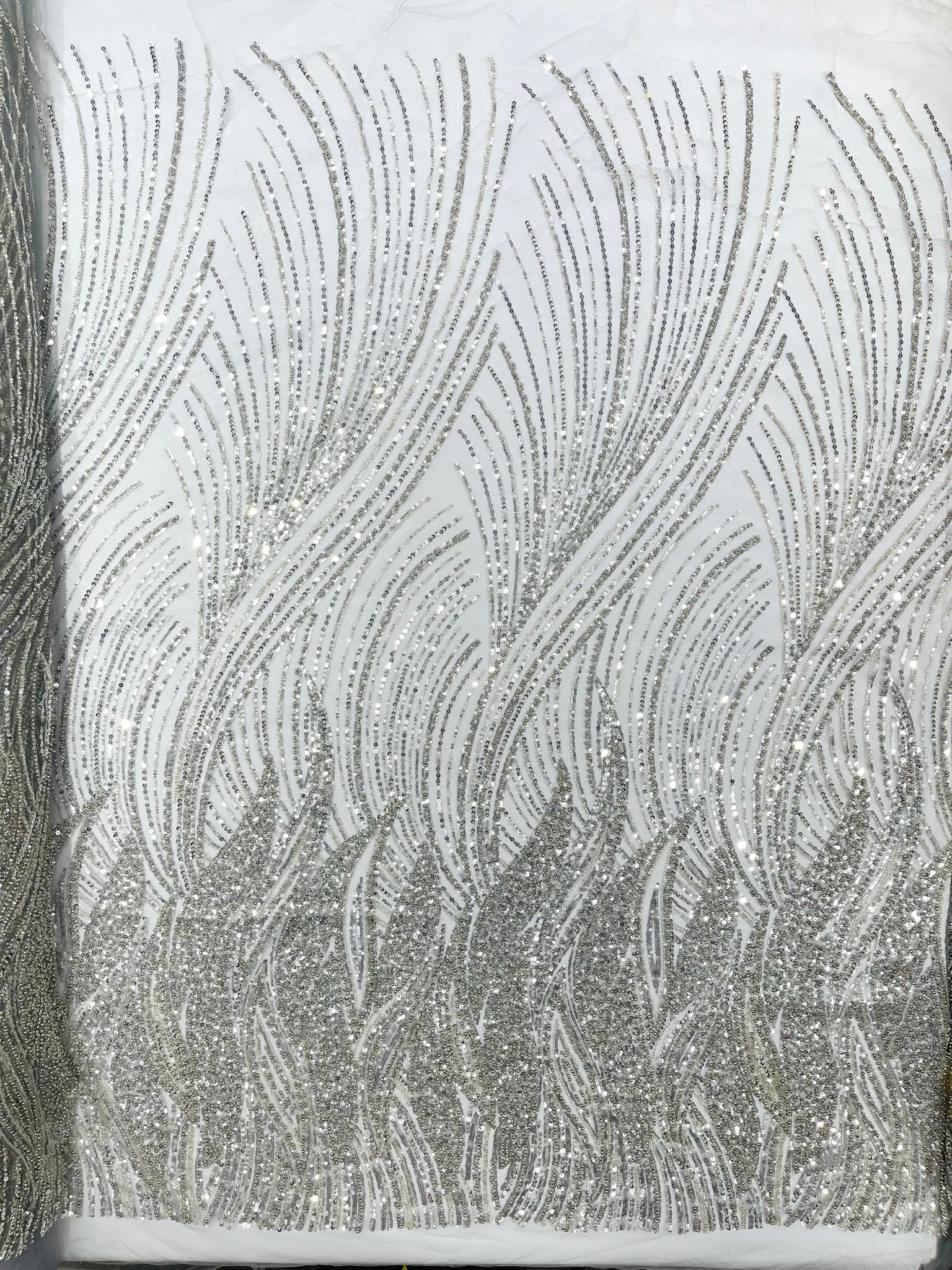 Flame Fashion Beaded Lace Fabric| Prom| Wedding| By The Yard. - New Creations Fabric & Foam Inc