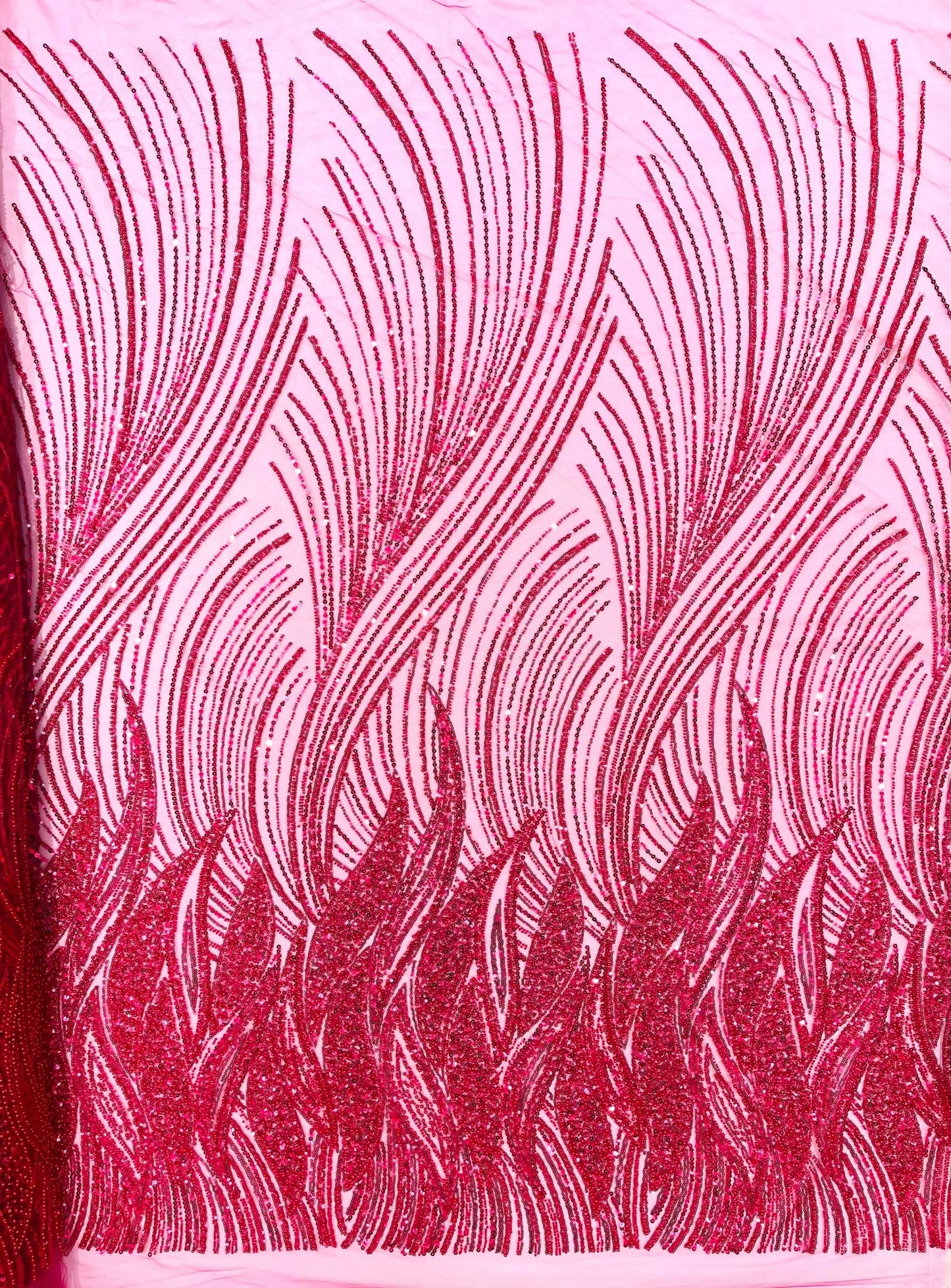 Flame Fashion Beaded Lace Fabric| Prom| Wedding| By The Yard. - New Creations Fabric & Foam Inc