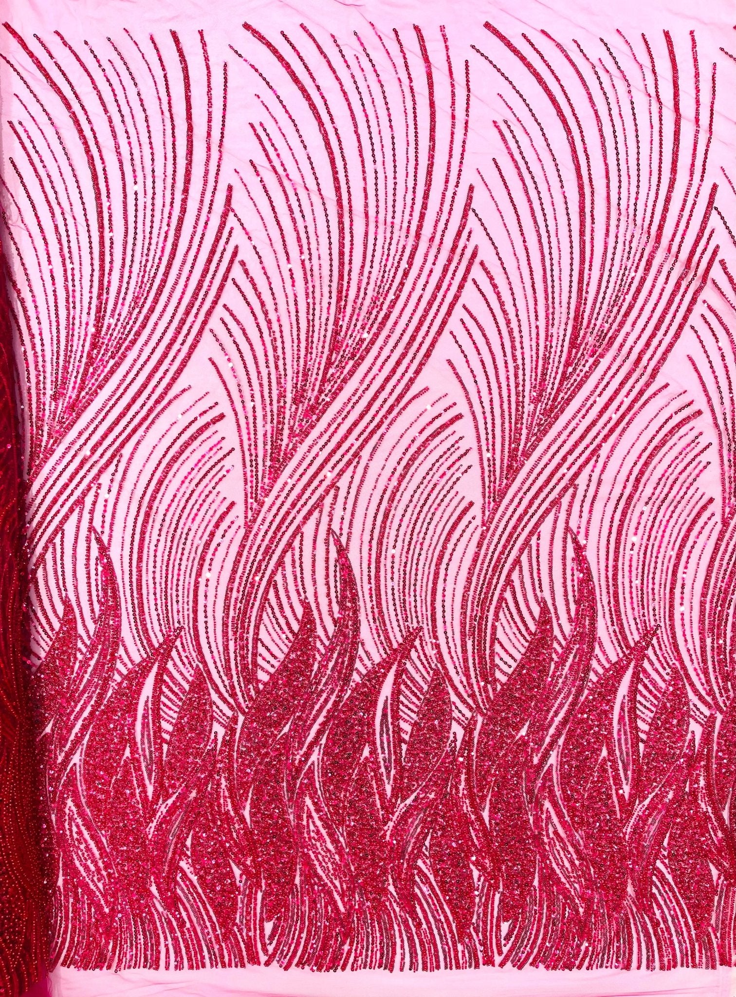 Flame Fashion Beaded Lace Fabric| Prom| Wedding| By The Yard. - New Creations Fabric & Foam Inc