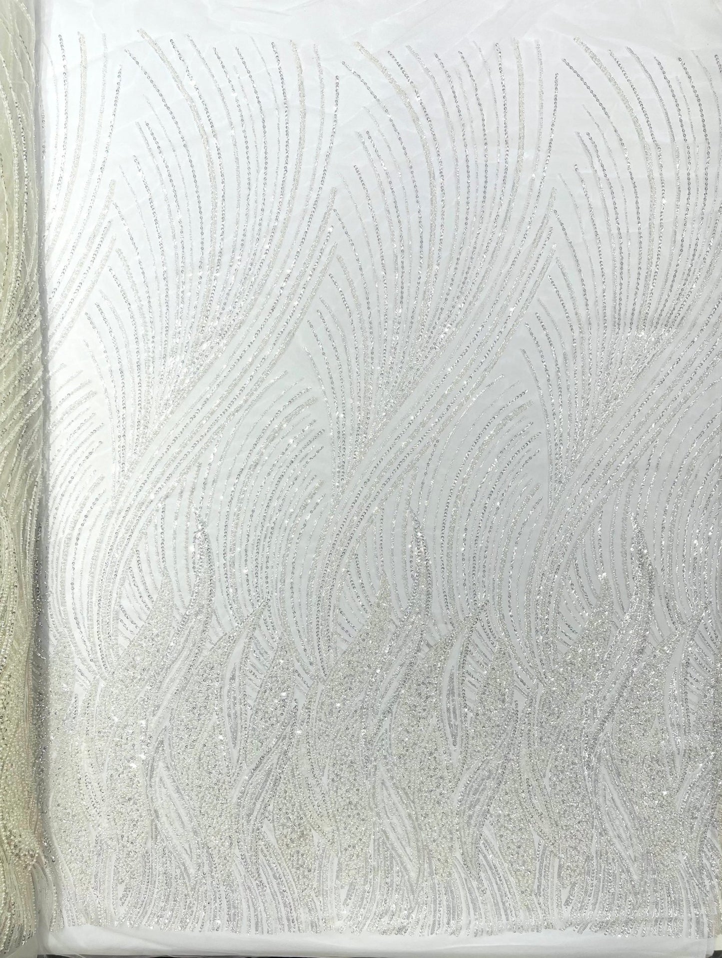 Flame Fashion Beaded Lace Fabric| Prom| Wedding| By The Yard. - New Creations Fabric & Foam Inc