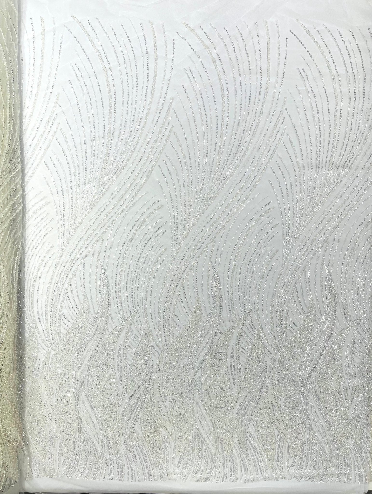 Flame Fashion Beaded Lace Fabric| Prom| Wedding| By The Yard. - New Creations Fabric & Foam Inc