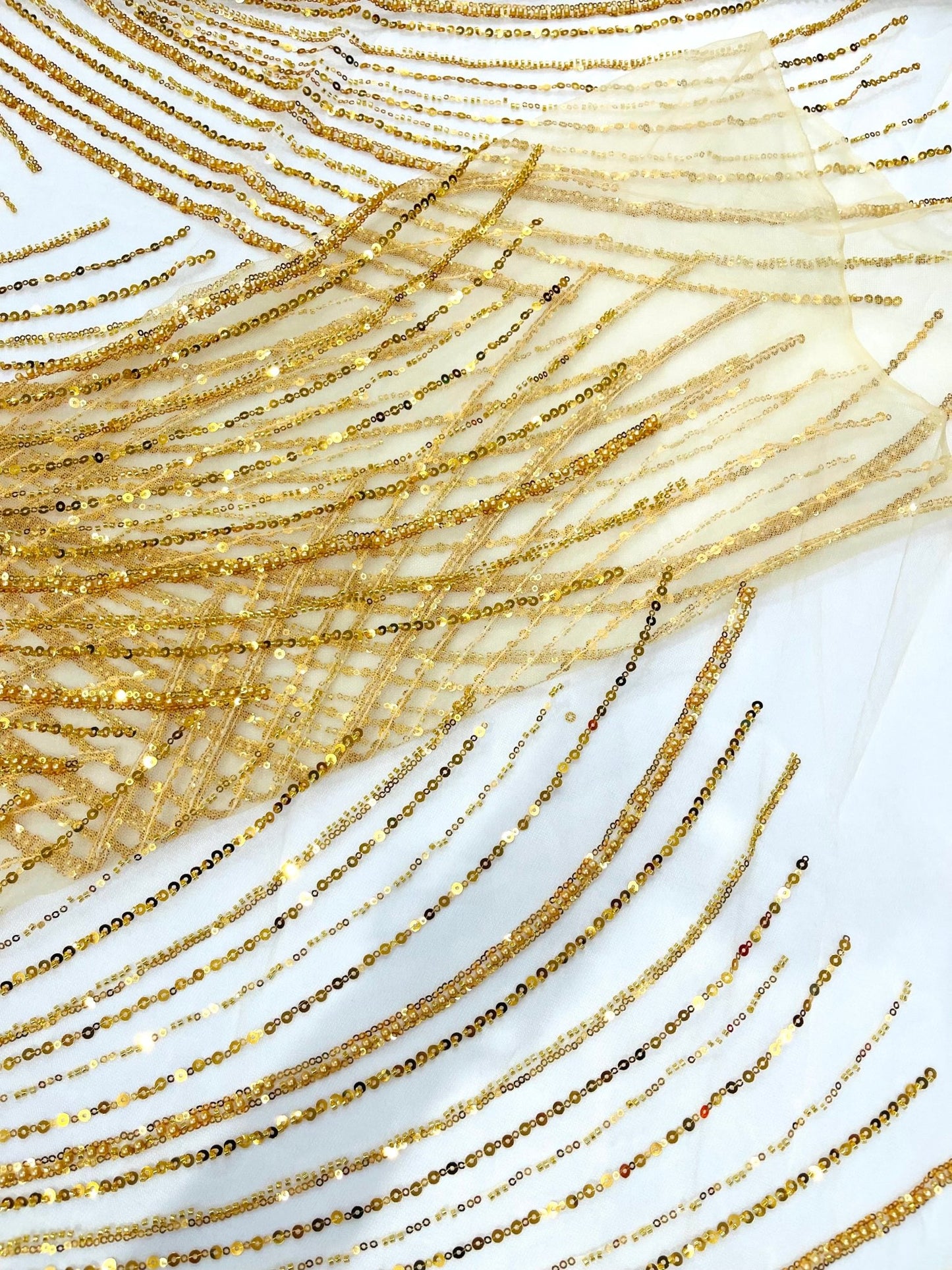 Flame Fashion Beaded Lace Fabric| Prom| Wedding| By The Yard. - New Creations Fabric & Foam Inc