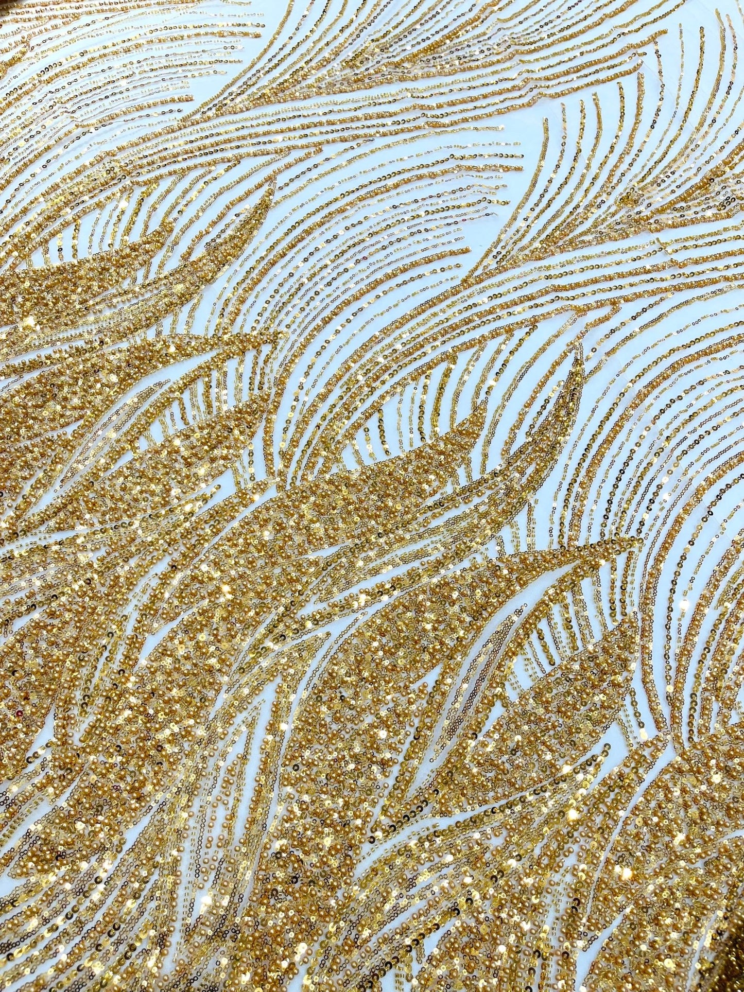 Flame Fashion Beaded Lace Fabric| Prom| Wedding| By The Yard. - New Creations Fabric & Foam Inc