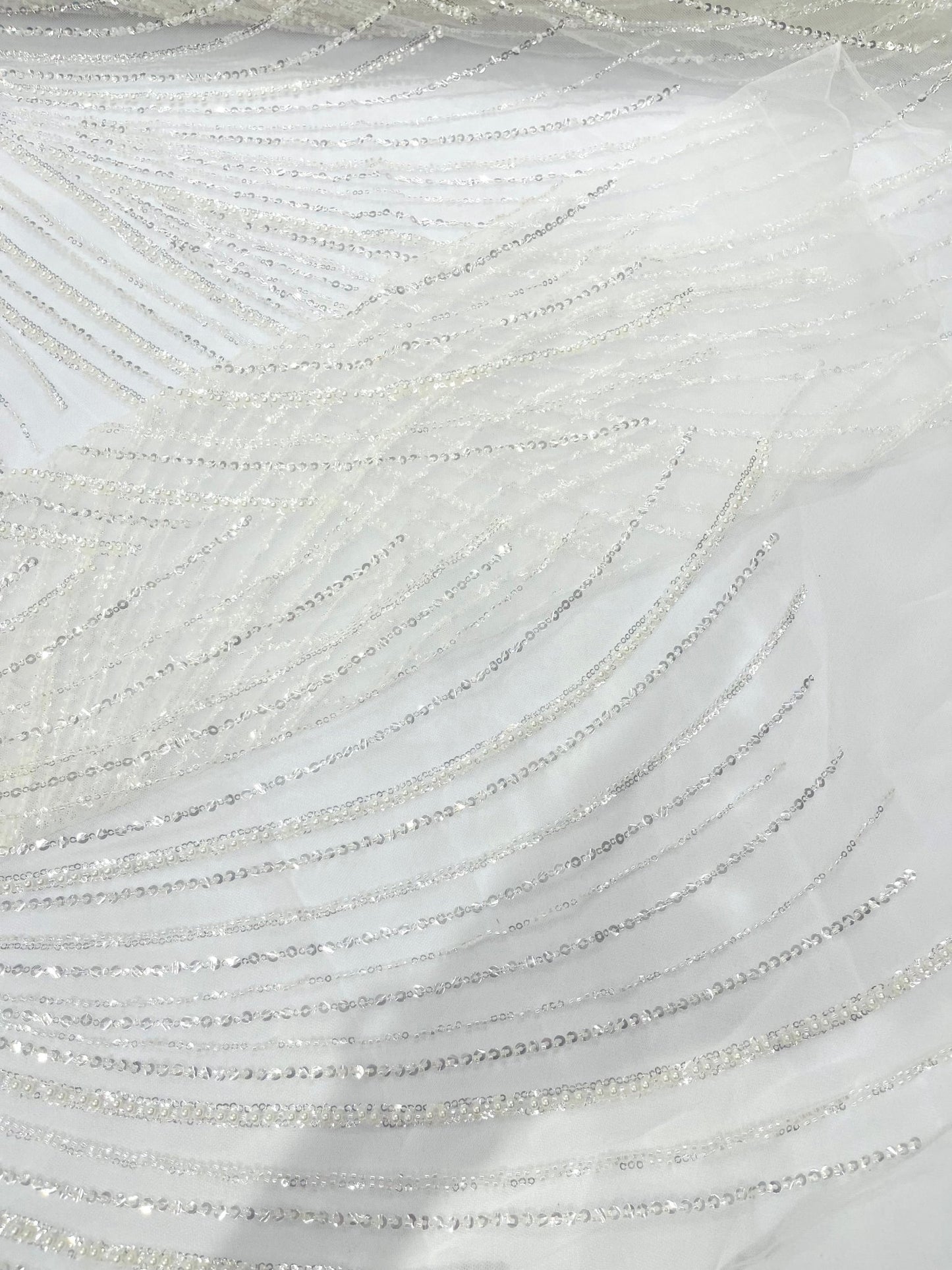 Flame Fashion Beaded Lace Fabric| Prom| Wedding| By The Yard. - New Creations Fabric & Foam Inc