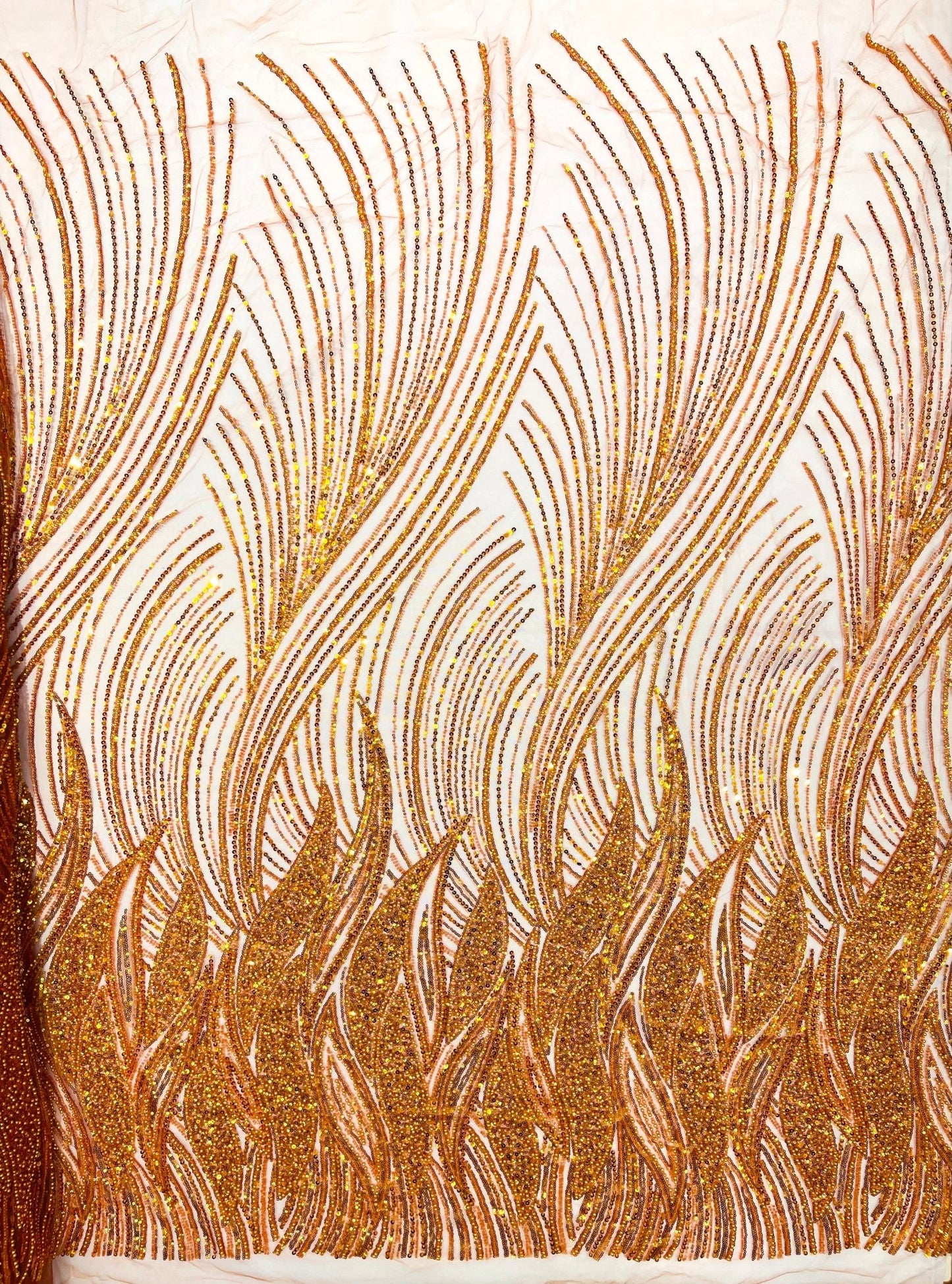 Flame Fashion Beaded Lace Fabric| Prom| Wedding| By The Yard. - New Creations Fabric & Foam Inc