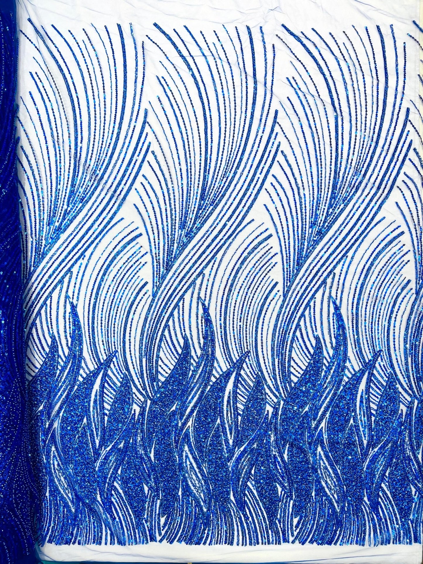 Flame Fashion Beaded Lace Fabric| Prom| Wedding| By The Yard. - New Creations Fabric & Foam Inc