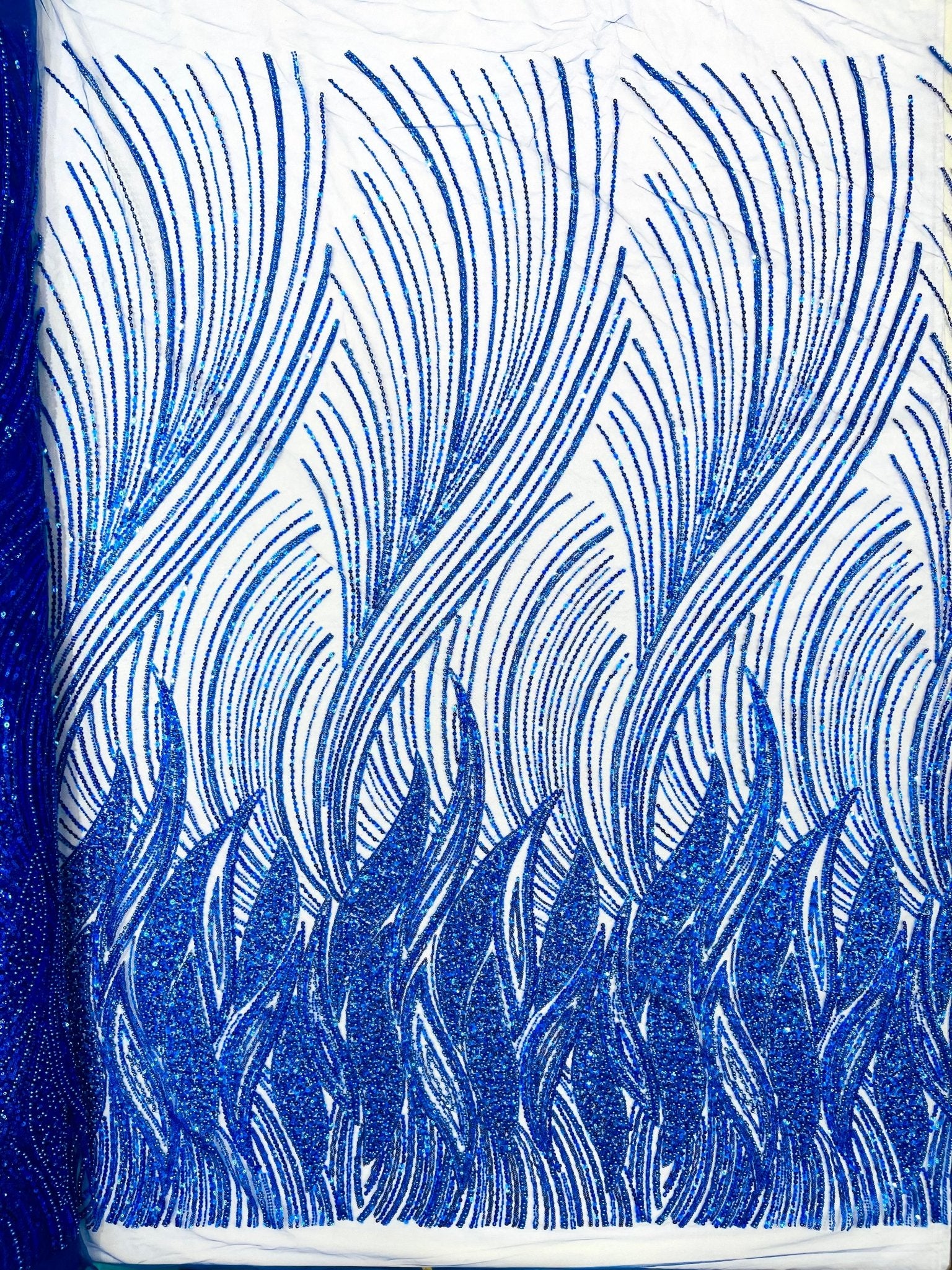 Flame Fashion Beaded Lace Fabric| Prom| Wedding| By The Yard. - New Creations Fabric & Foam Inc