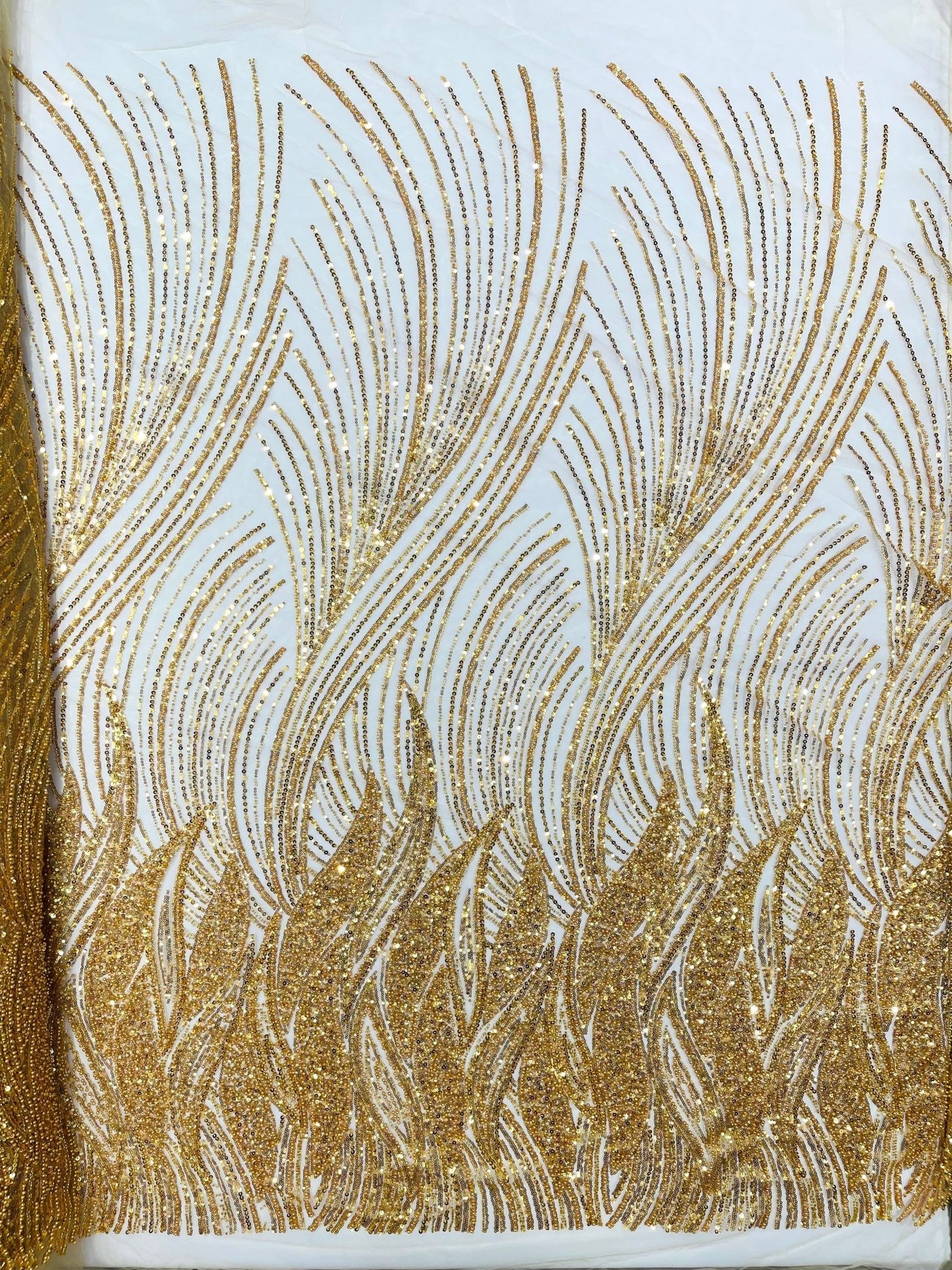 Flame Fashion Beaded Lace Fabric| Prom| Wedding| By The Yard. - New Creations Fabric & Foam Inc