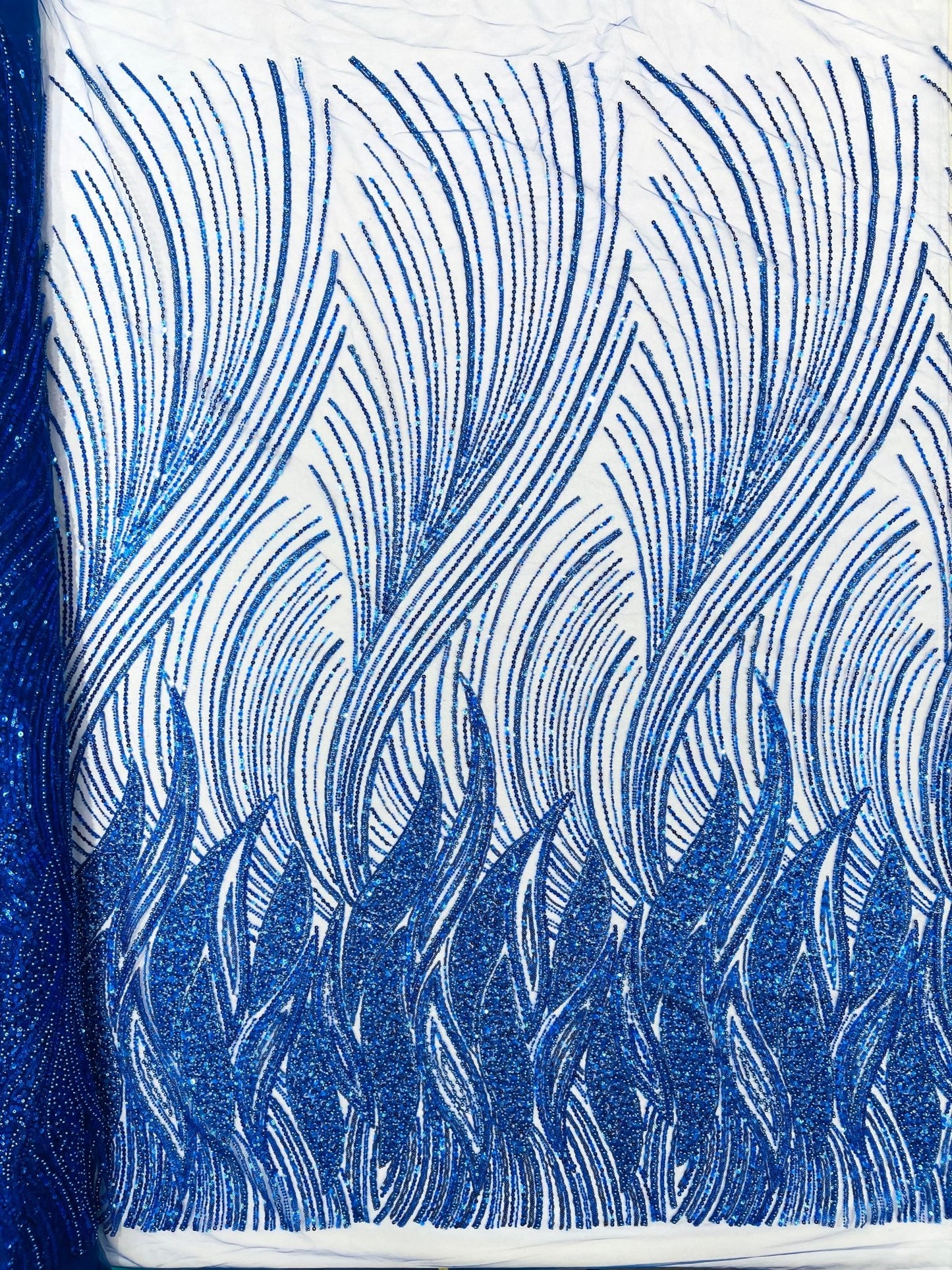 Flame Fashion Beaded Lace Fabric| Prom| Wedding| By The Yard. - New Creations Fabric & Foam Inc
