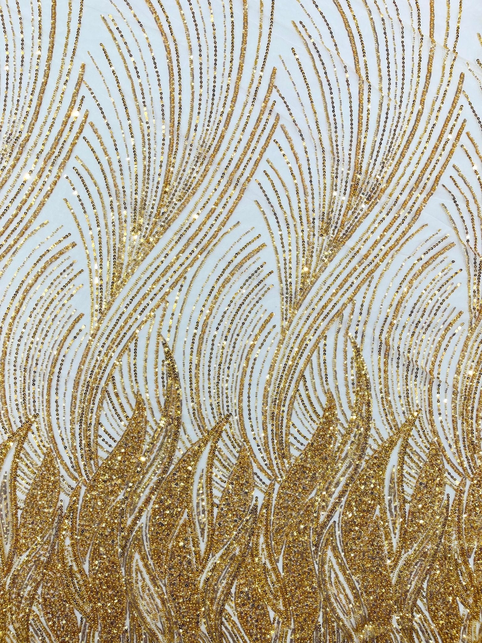 Flame Fashion Beaded Lace Fabric| Prom| Wedding| By The Yard. - New Creations Fabric & Foam Inc