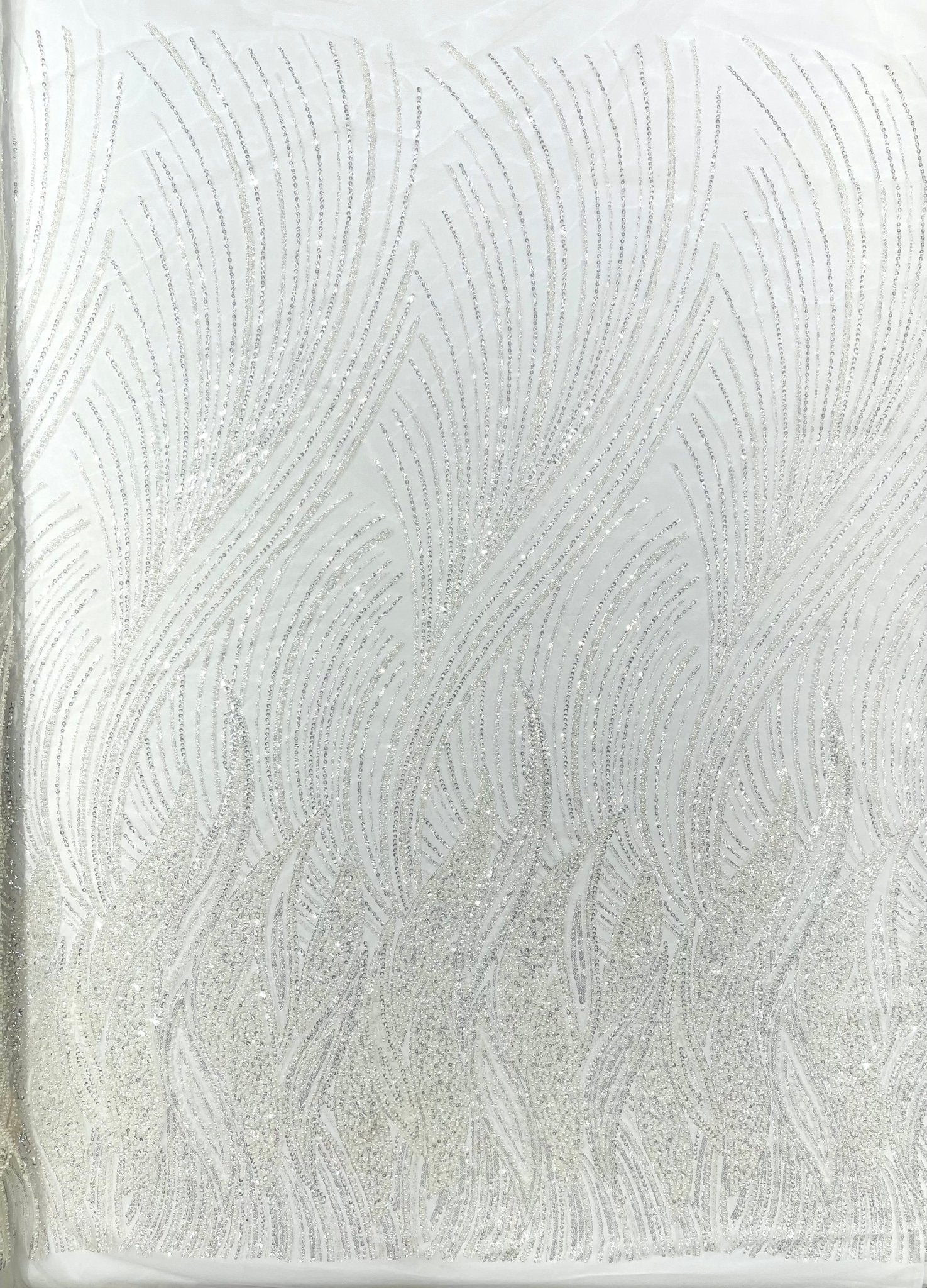 Flame Fashion Beaded Lace Fabric| Prom| Wedding| By The Yard. - New Creations Fabric & Foam Inc