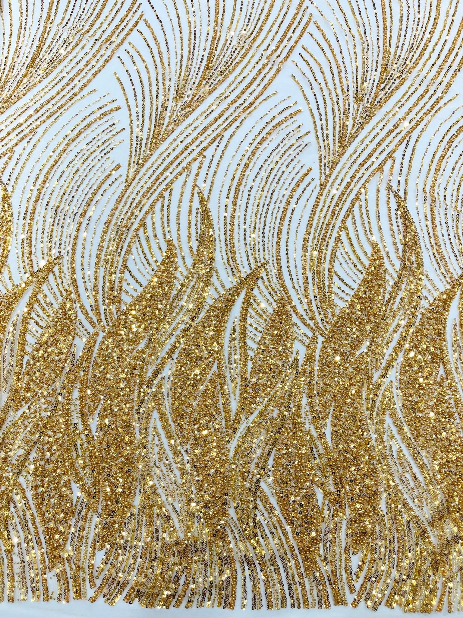 Flame Fashion Beaded Lace Fabric| Prom| Wedding| By The Yard. - New Creations Fabric & Foam Inc