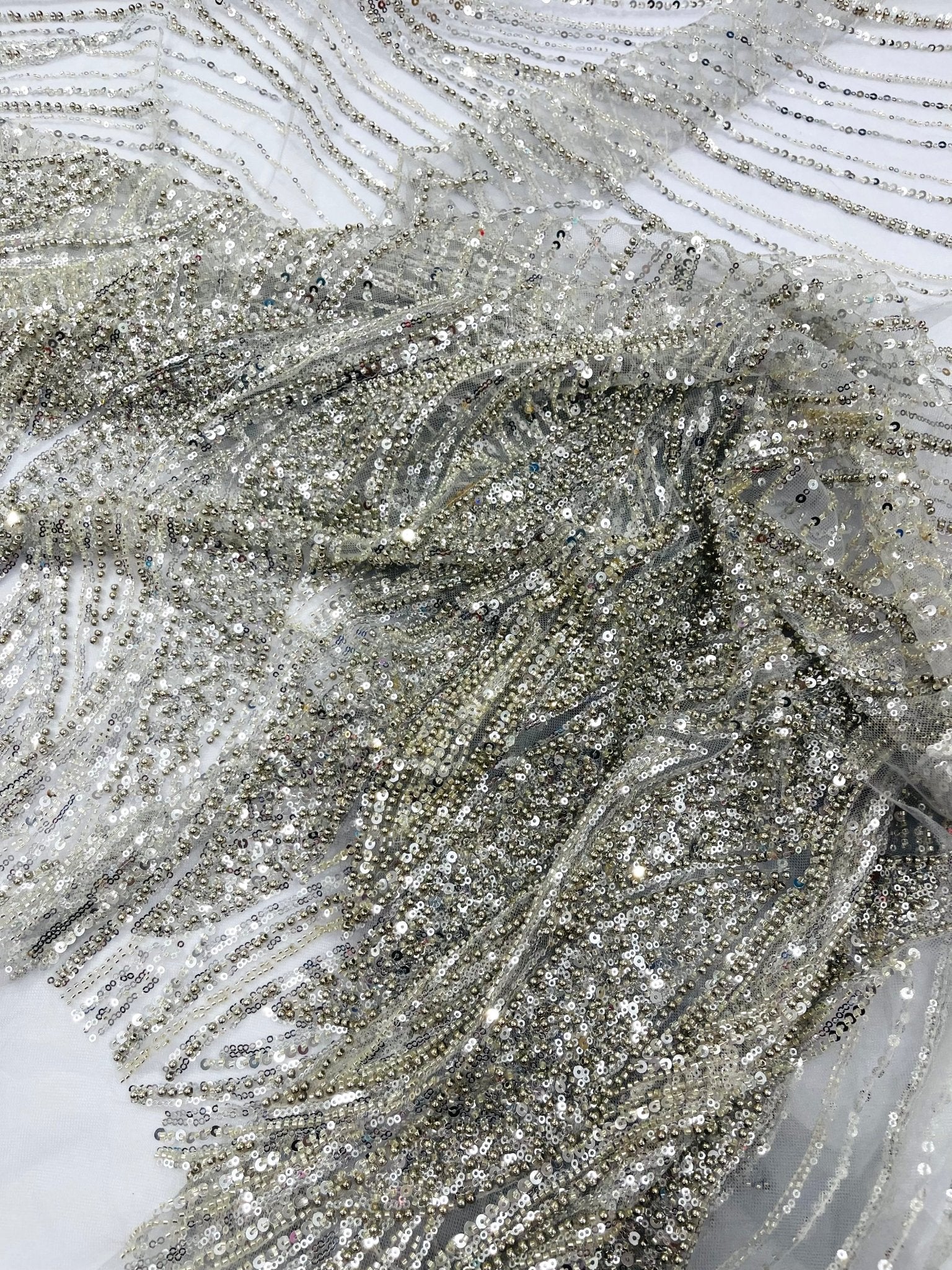 Flame Fashion Beaded Lace Fabric| Prom| Wedding| By The Yard. - New Creations Fabric & Foam Inc