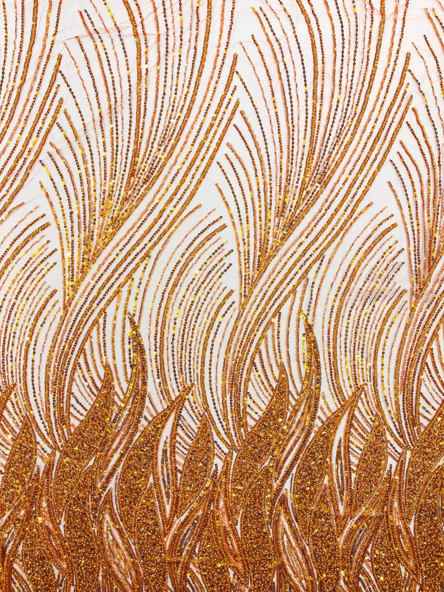 Flame Fashion Beaded Lace Fabric| Prom| Wedding| By The Yard. - New Creations Fabric & Foam Inc