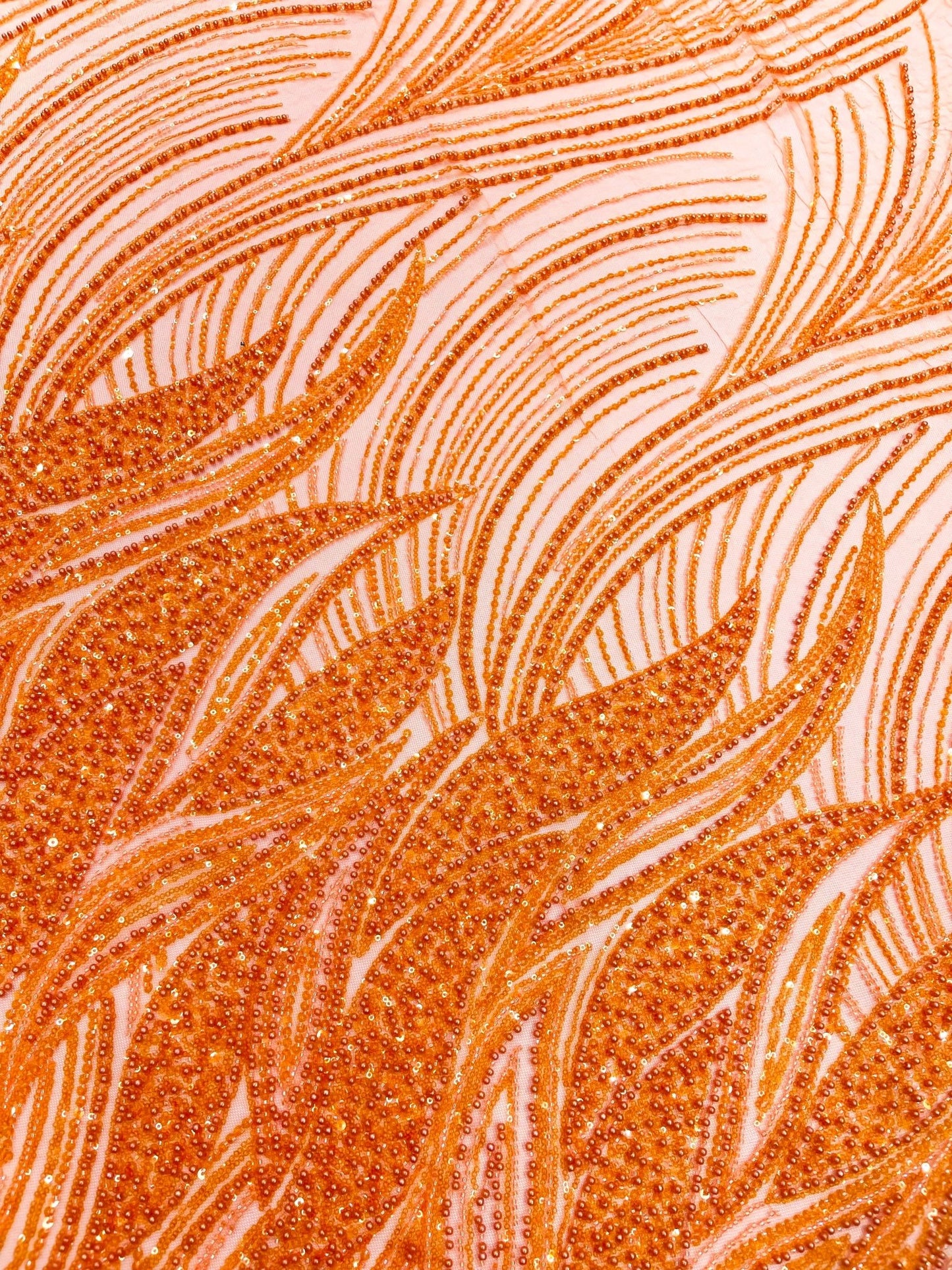 Flame Fashion Beaded Lace Fabric| Prom| Wedding| By The Yard. - New Creations Fabric & Foam Inc