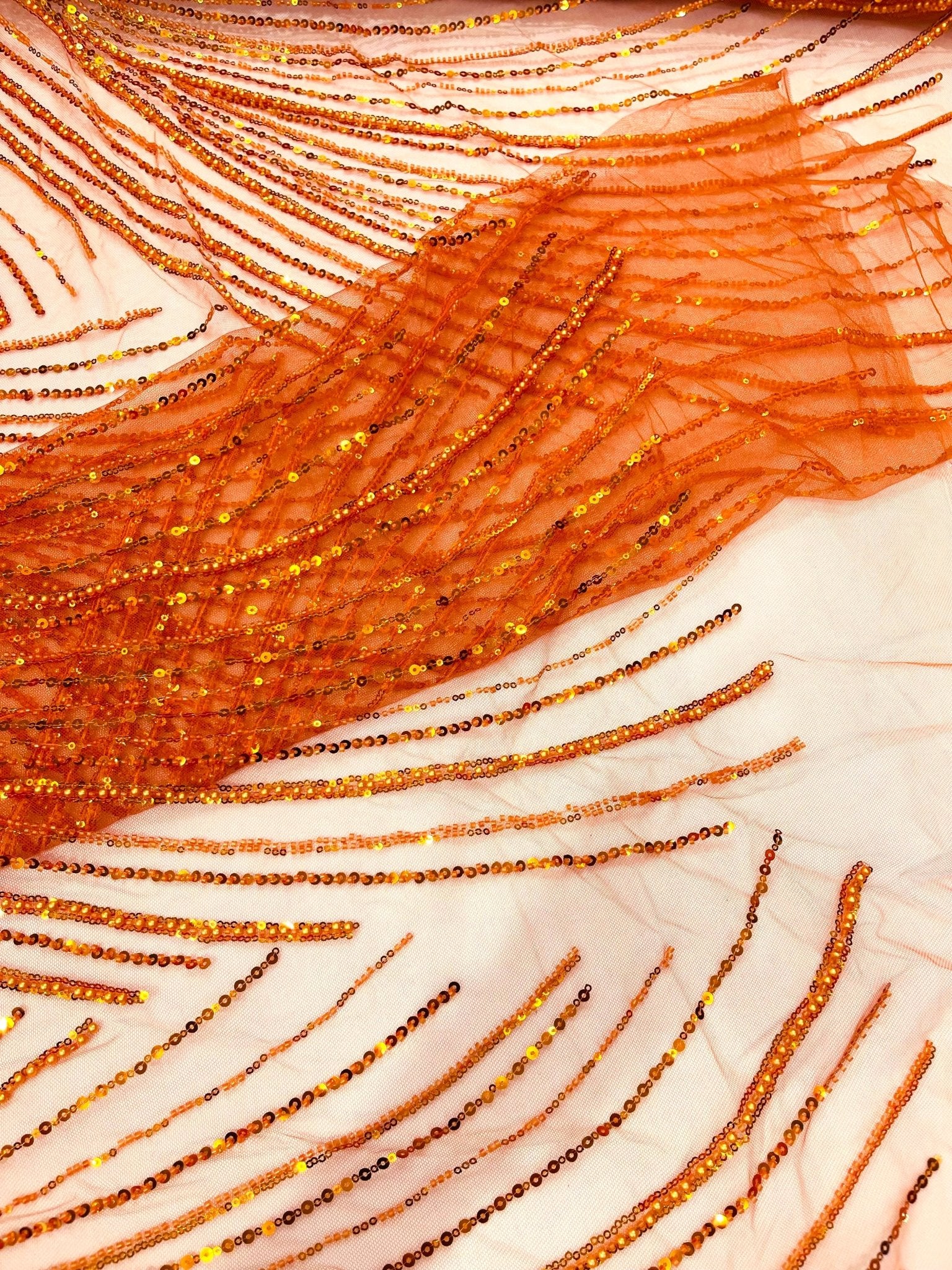 Flame Fashion Beaded Lace Fabric| Prom| Wedding| By The Yard. - New Creations Fabric & Foam Inc