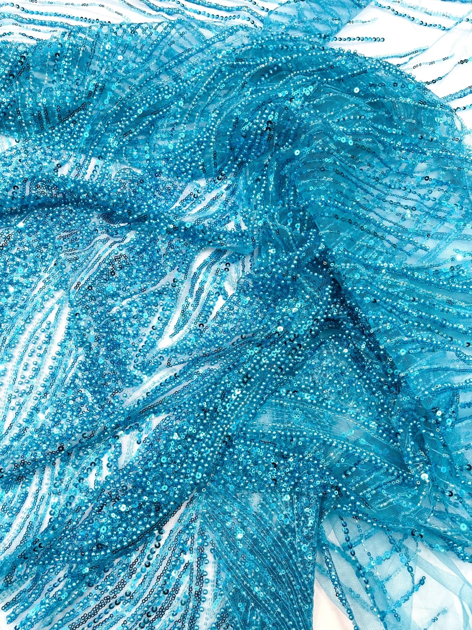 Flame Fashion Beaded Lace Fabric| Prom| Wedding| By The Yard. - New Creations Fabric & Foam Inc