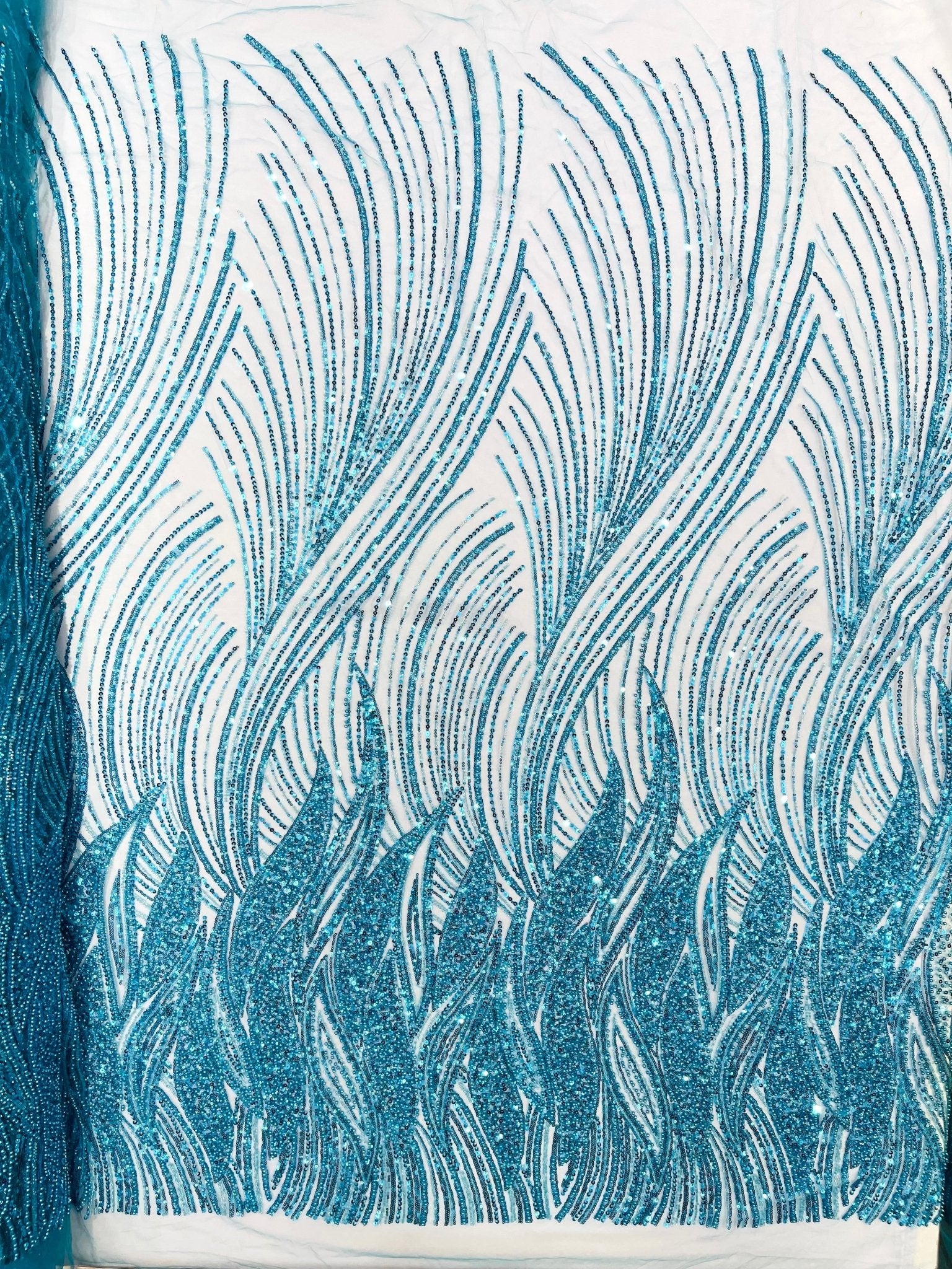 Flame Fashion Beaded Lace Fabric| Prom| Wedding| By The Yard. - New Creations Fabric & Foam Inc