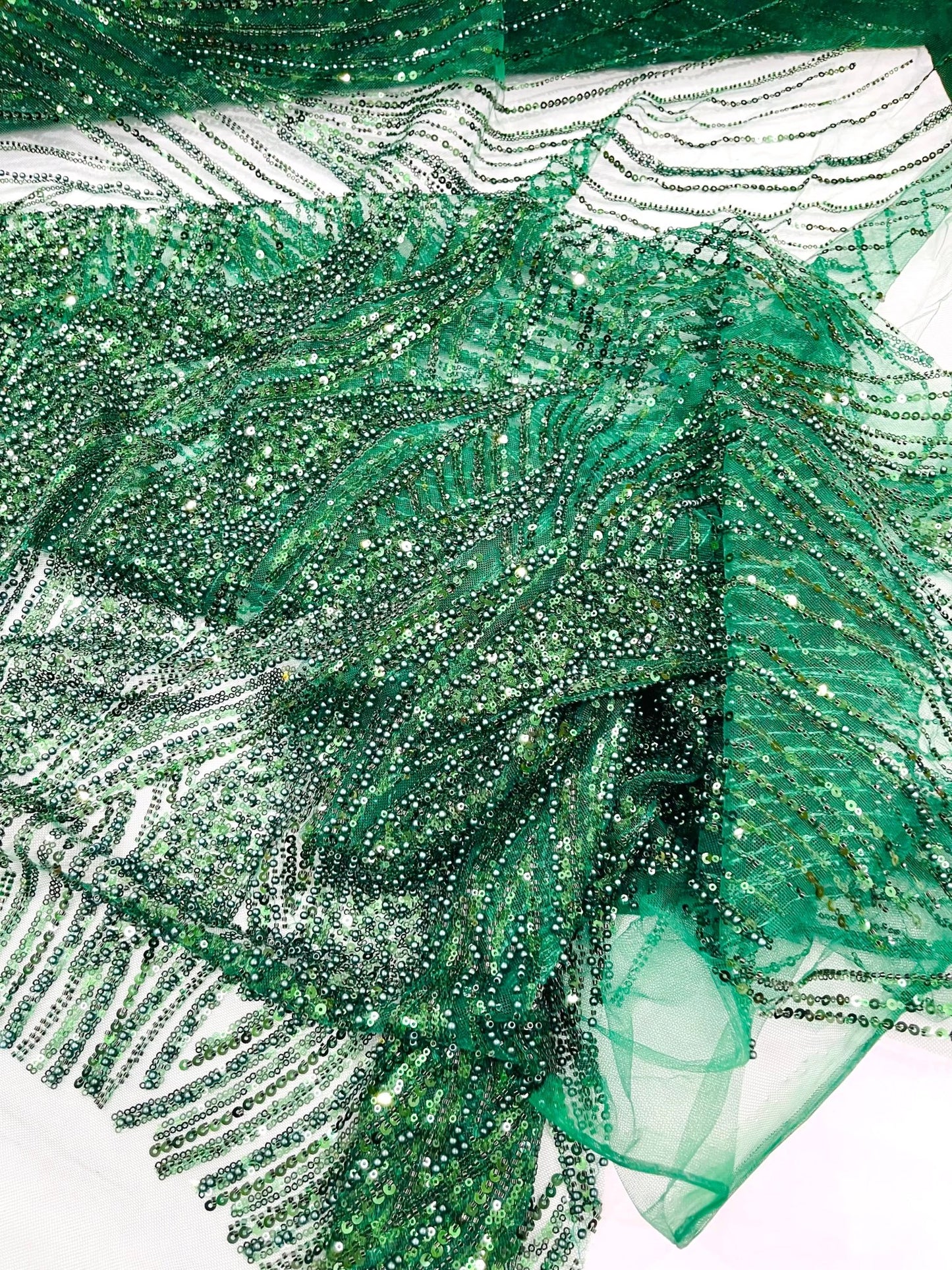 Flame Fashion Beaded Lace Fabric| Prom| Wedding| By The Yard. - New Creations Fabric & Foam Inc