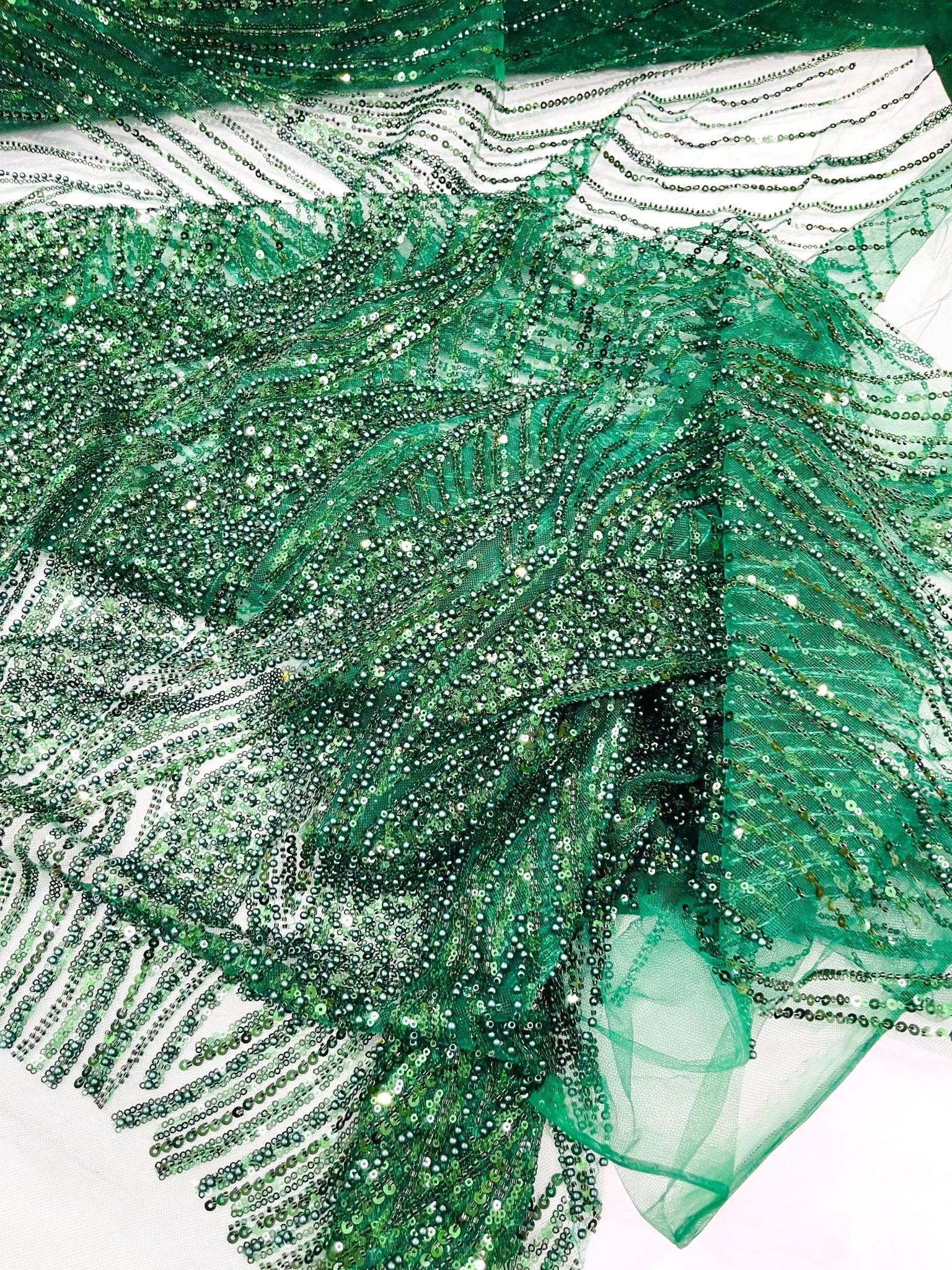 Flame Fashion Beaded Lace Fabric| Prom| Wedding| By The Yard. - New Creations Fabric & Foam Inc