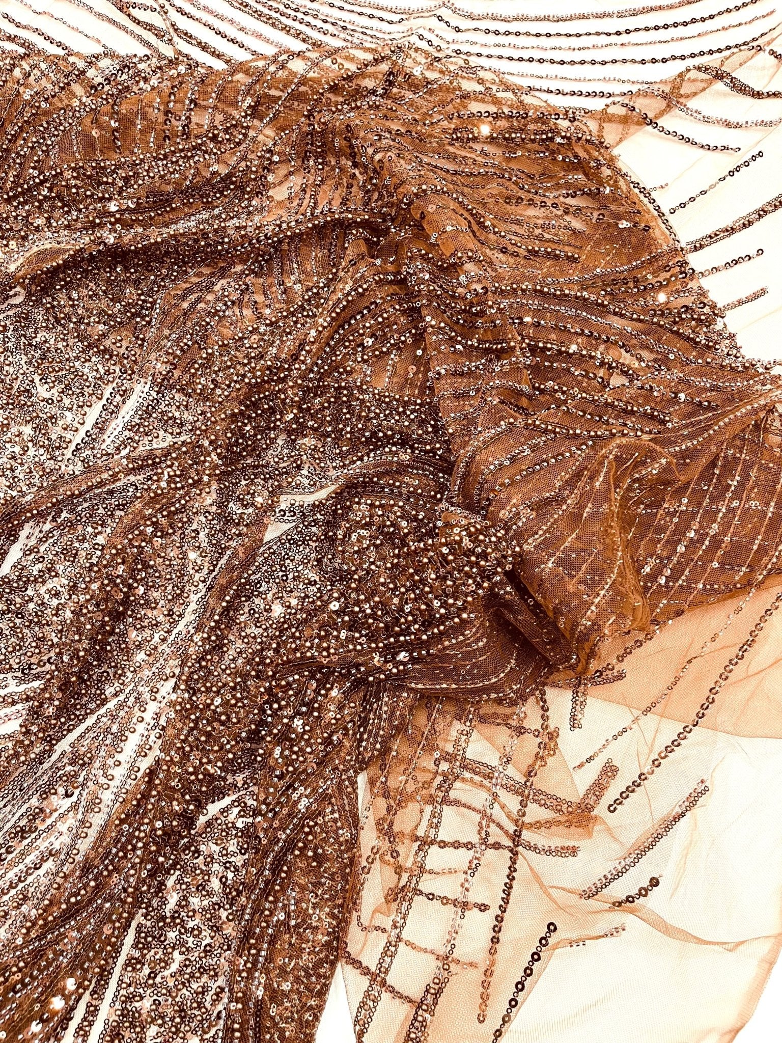 Flame Fashion Beaded Lace Fabric| Prom| Wedding| By The Yard. - New Creations Fabric & Foam Inc