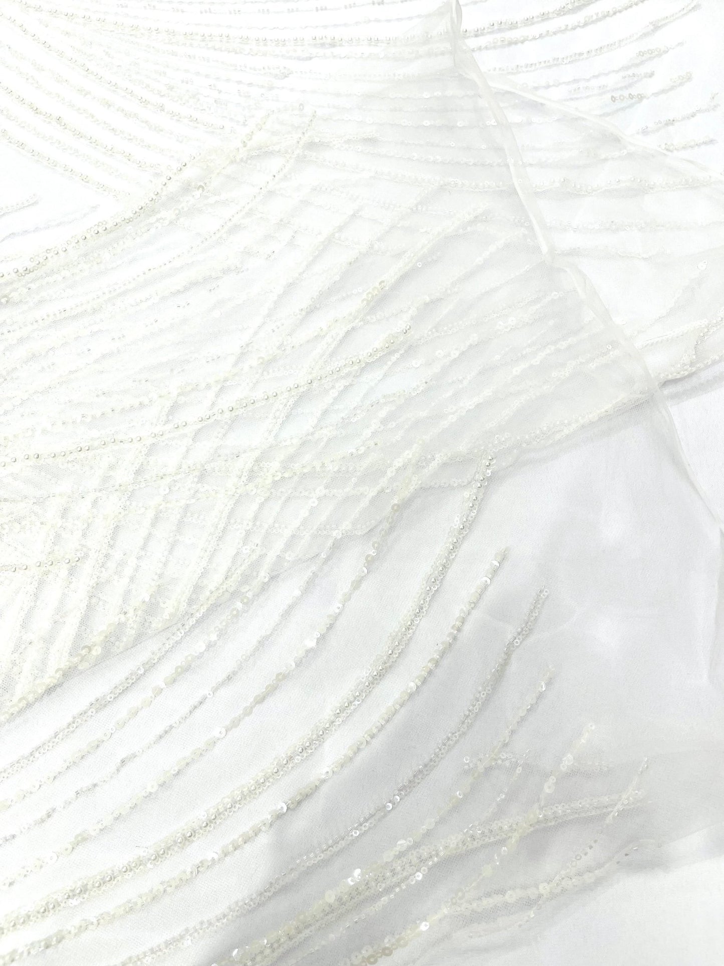 Flame Fashion Beaded Lace Fabric| Prom| Wedding| By The Yard. - New Creations Fabric & Foam Inc