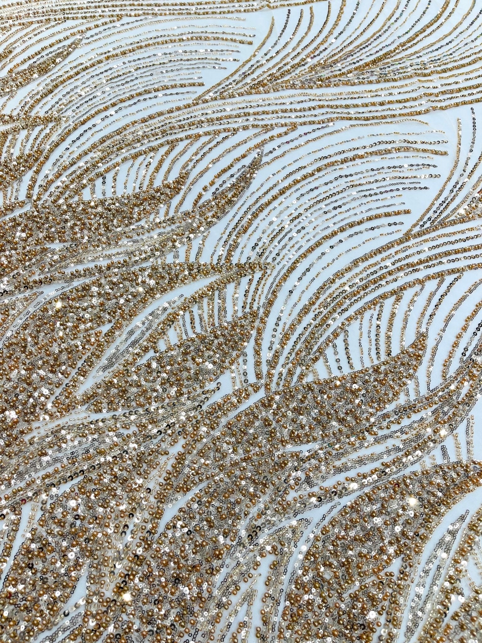 Flame Fashion Beaded Lace Fabric| Prom| Wedding| By The Yard. - New Creations Fabric & Foam Inc